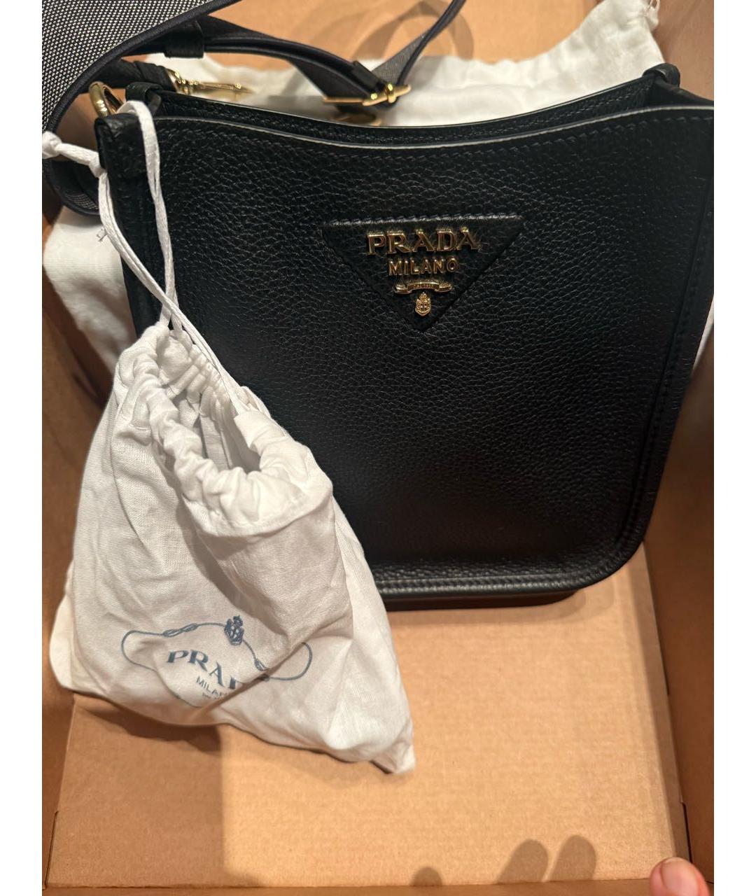 PRADA Черная кожаная сумка через плечо, фото 3
