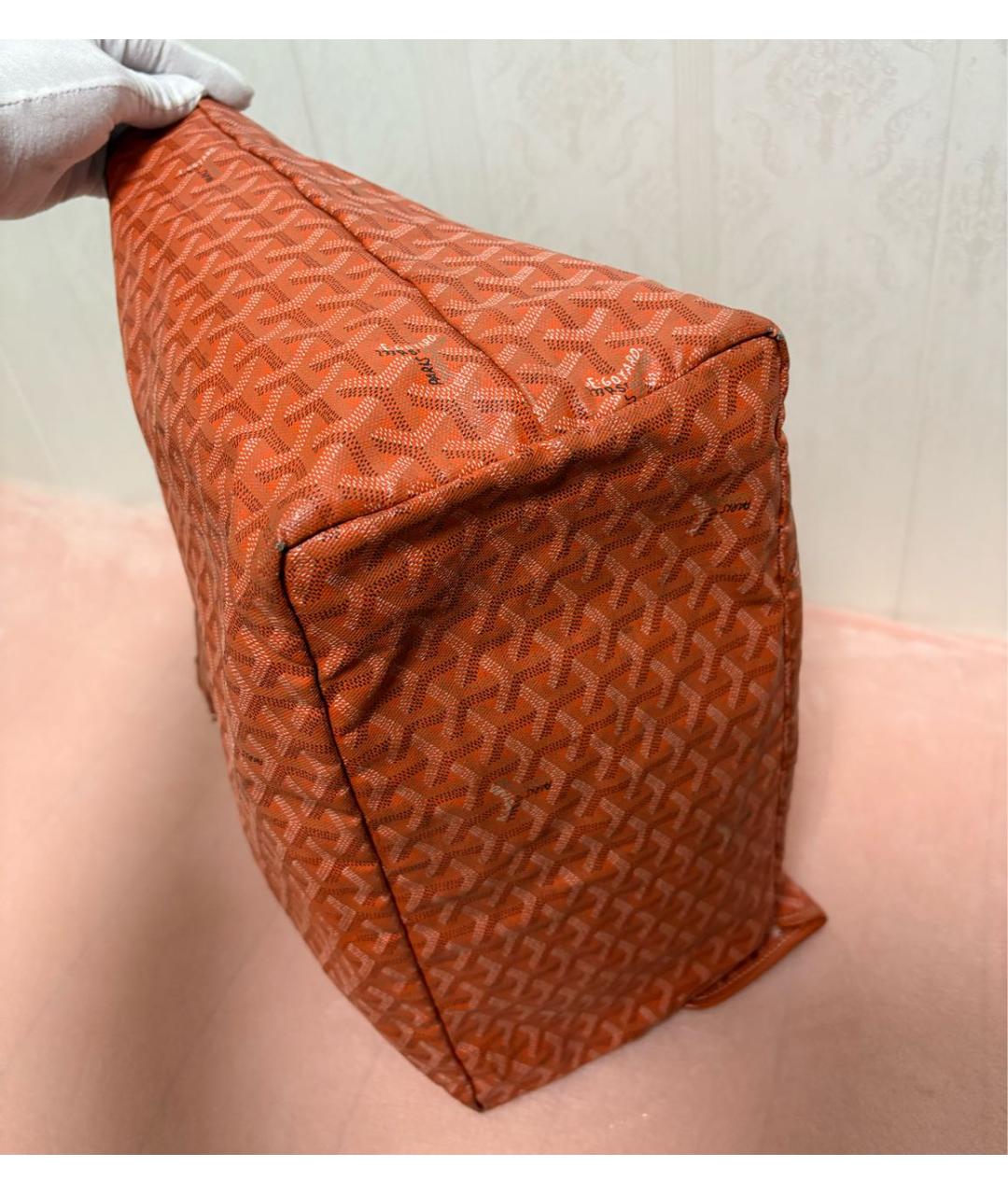 GOYARD Оранжевая кожаная сумка тоут, фото 4
