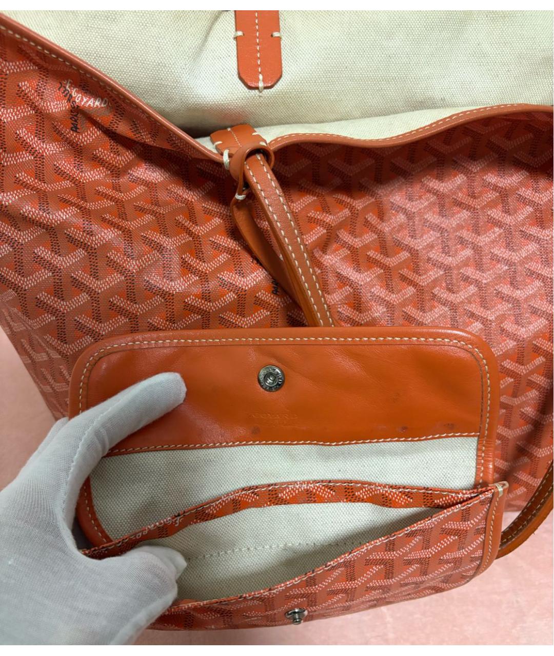 GOYARD Оранжевая кожаная сумка тоут, фото 8