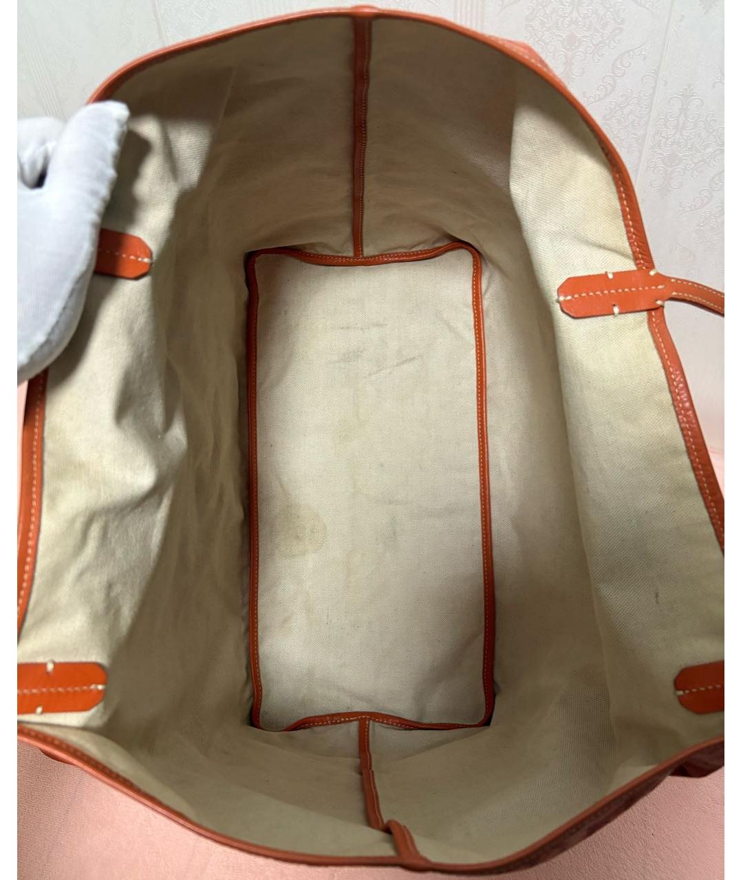 GOYARD Оранжевая кожаная сумка тоут, фото 6