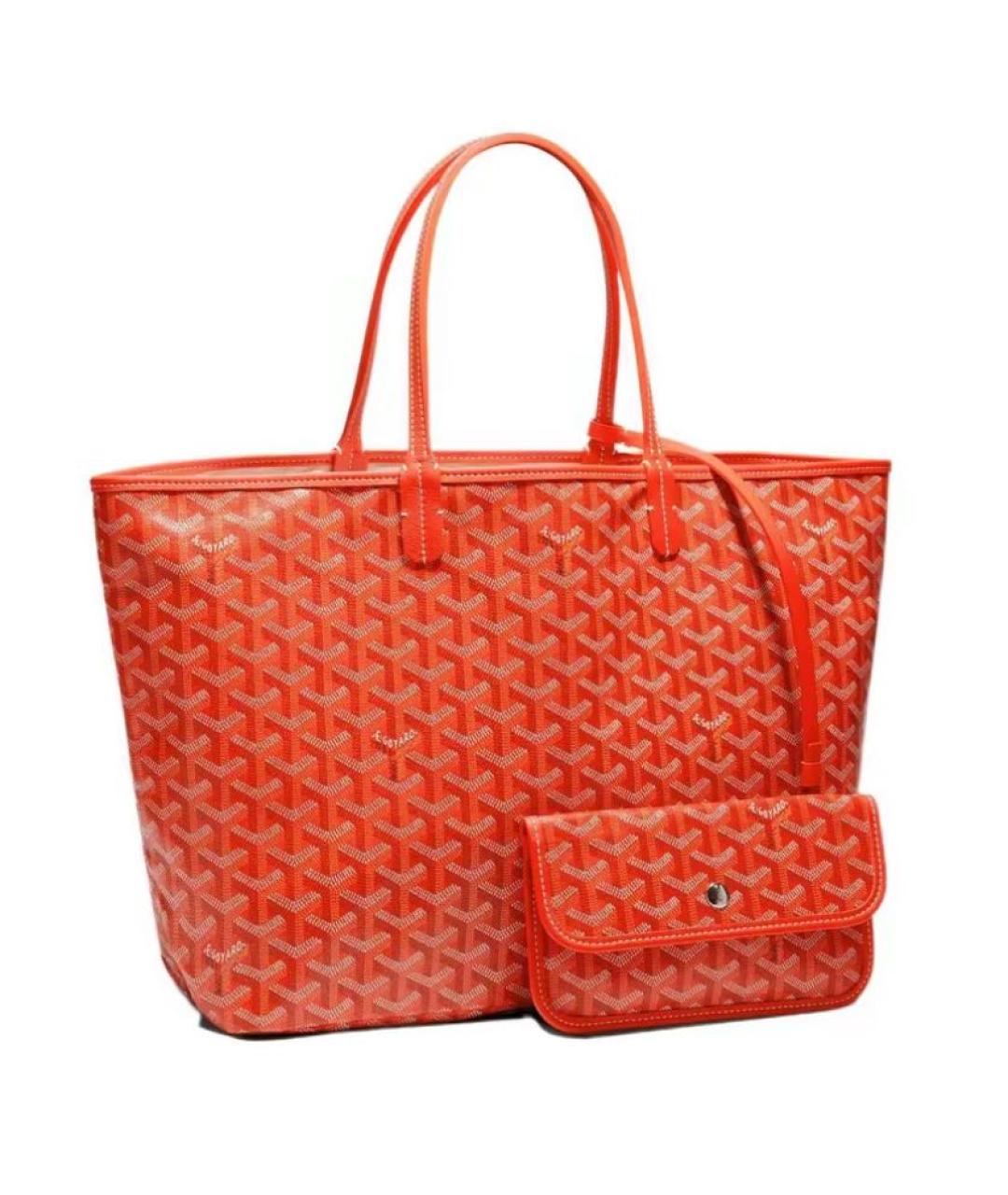 GOYARD Оранжевая кожаная сумка тоут, фото 9