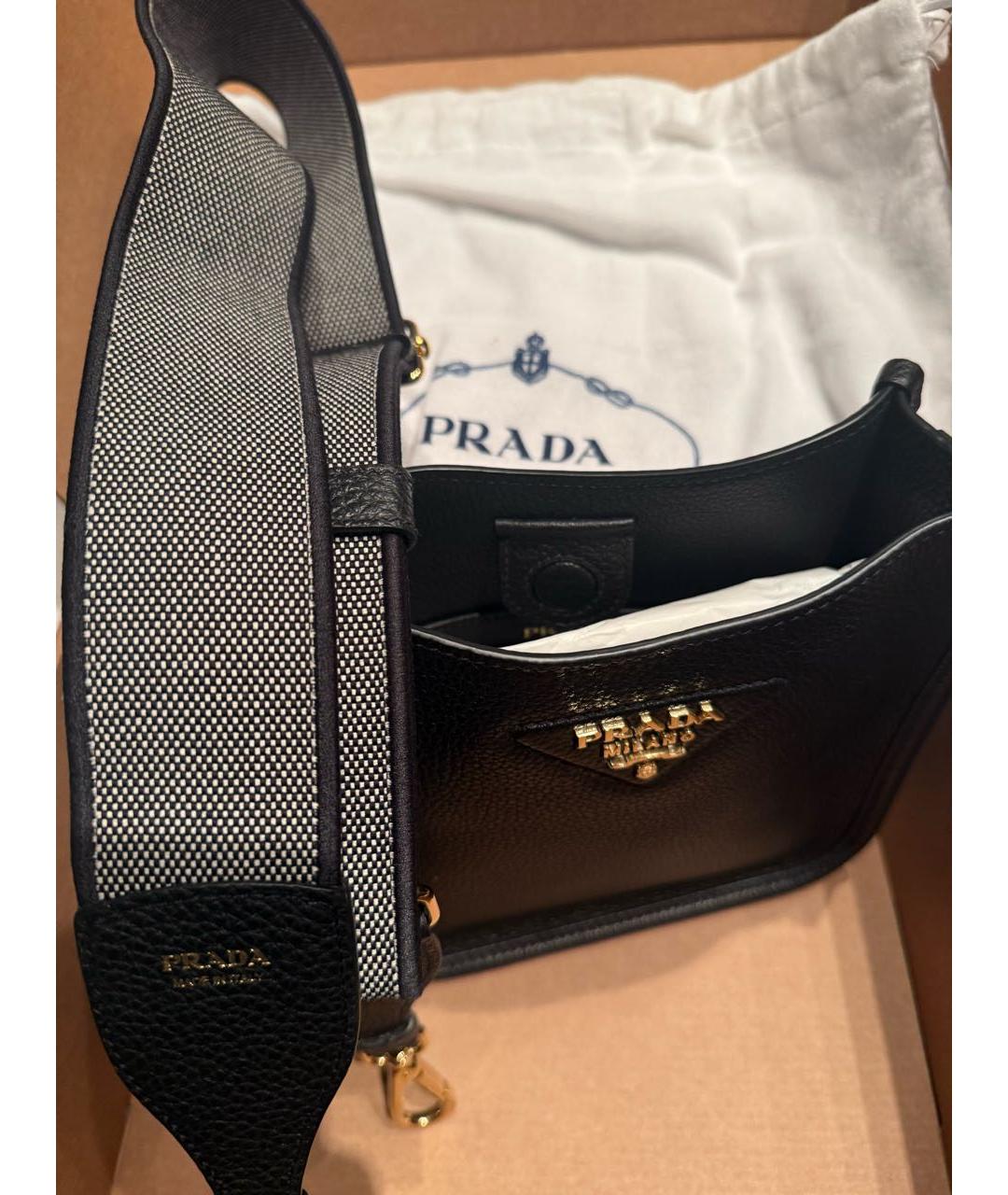 PRADA Черная кожаная сумка через плечо, фото 4