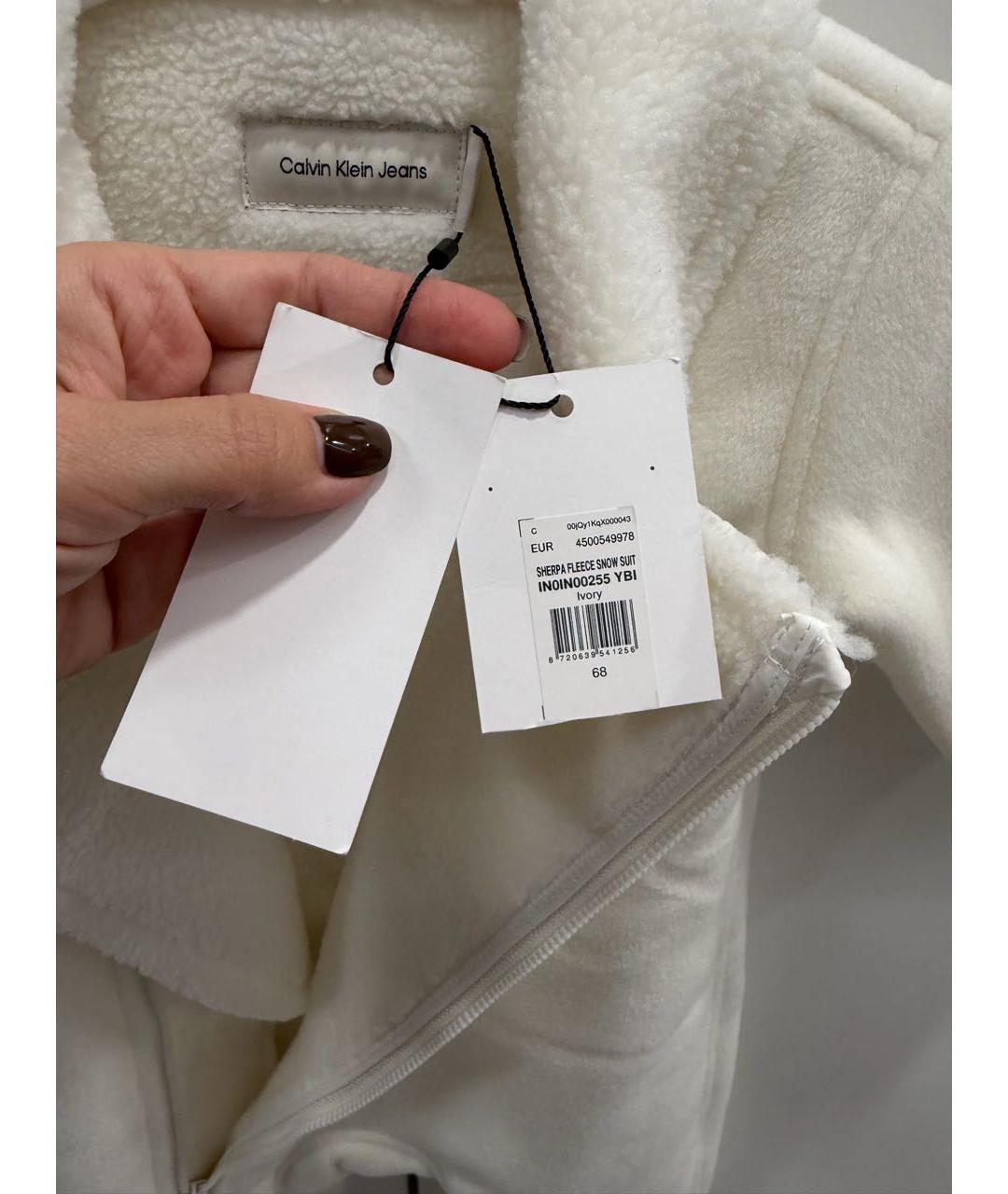CALVIN KLEIN Белый полиэстеровый комбинезон, фото 6