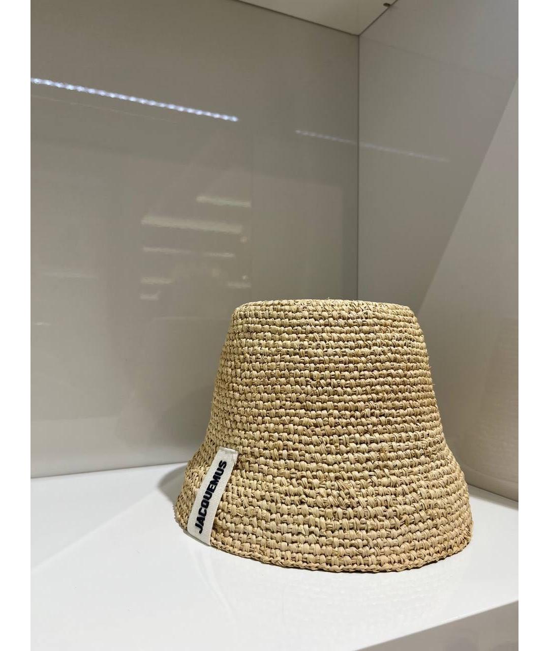JACQUEMUS Бежевая соломенная панама, фото 2