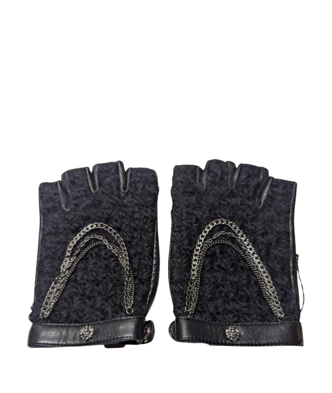 CHANEL Черные кожаные митенки, фото 1