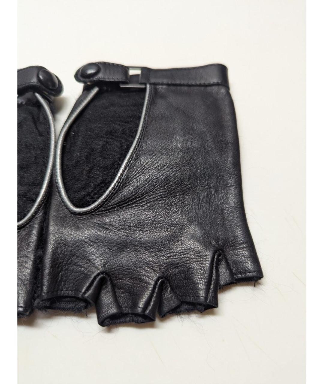 CHANEL Черные кожаные митенки, фото 8