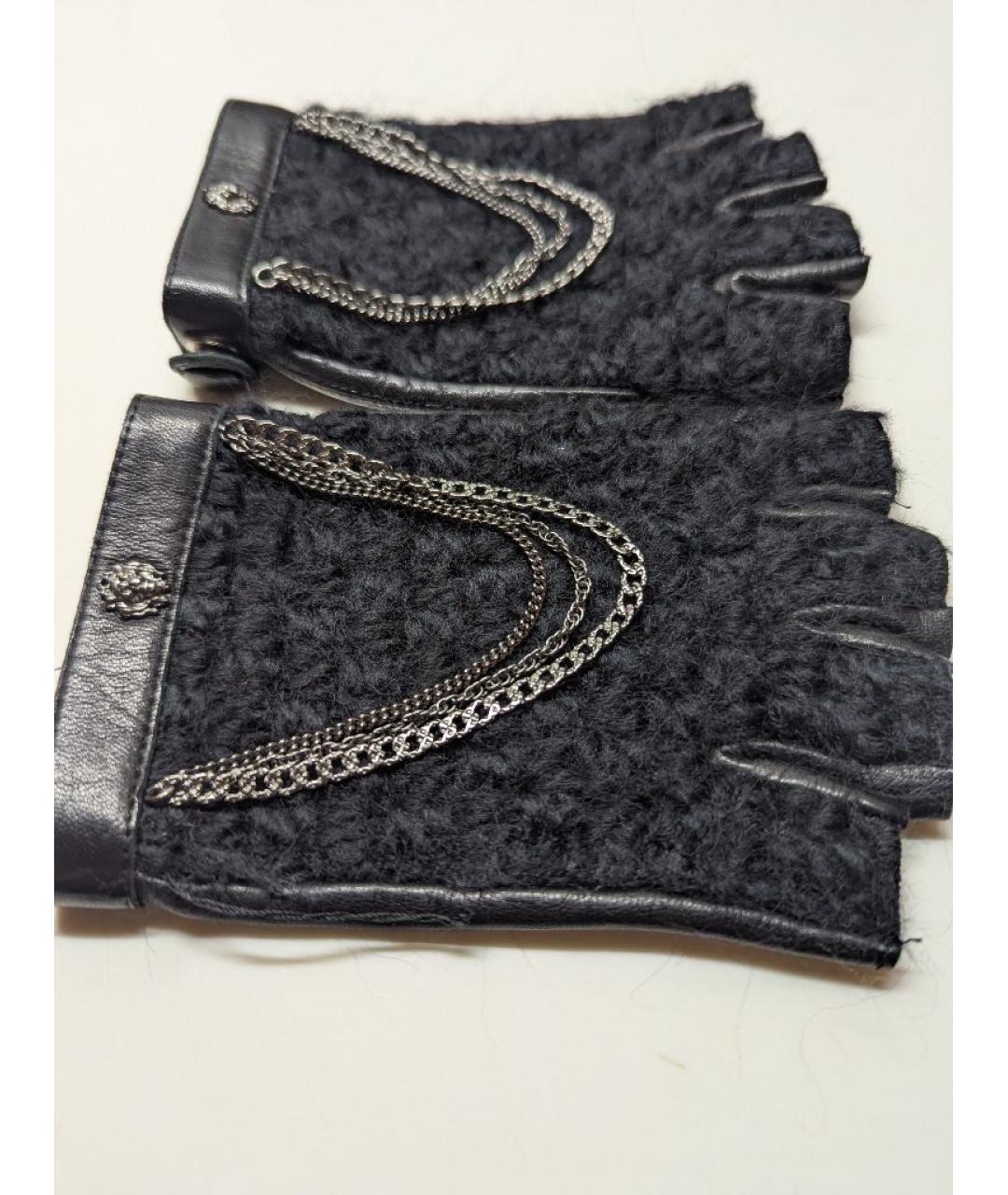 CHANEL Черные кожаные митенки, фото 5