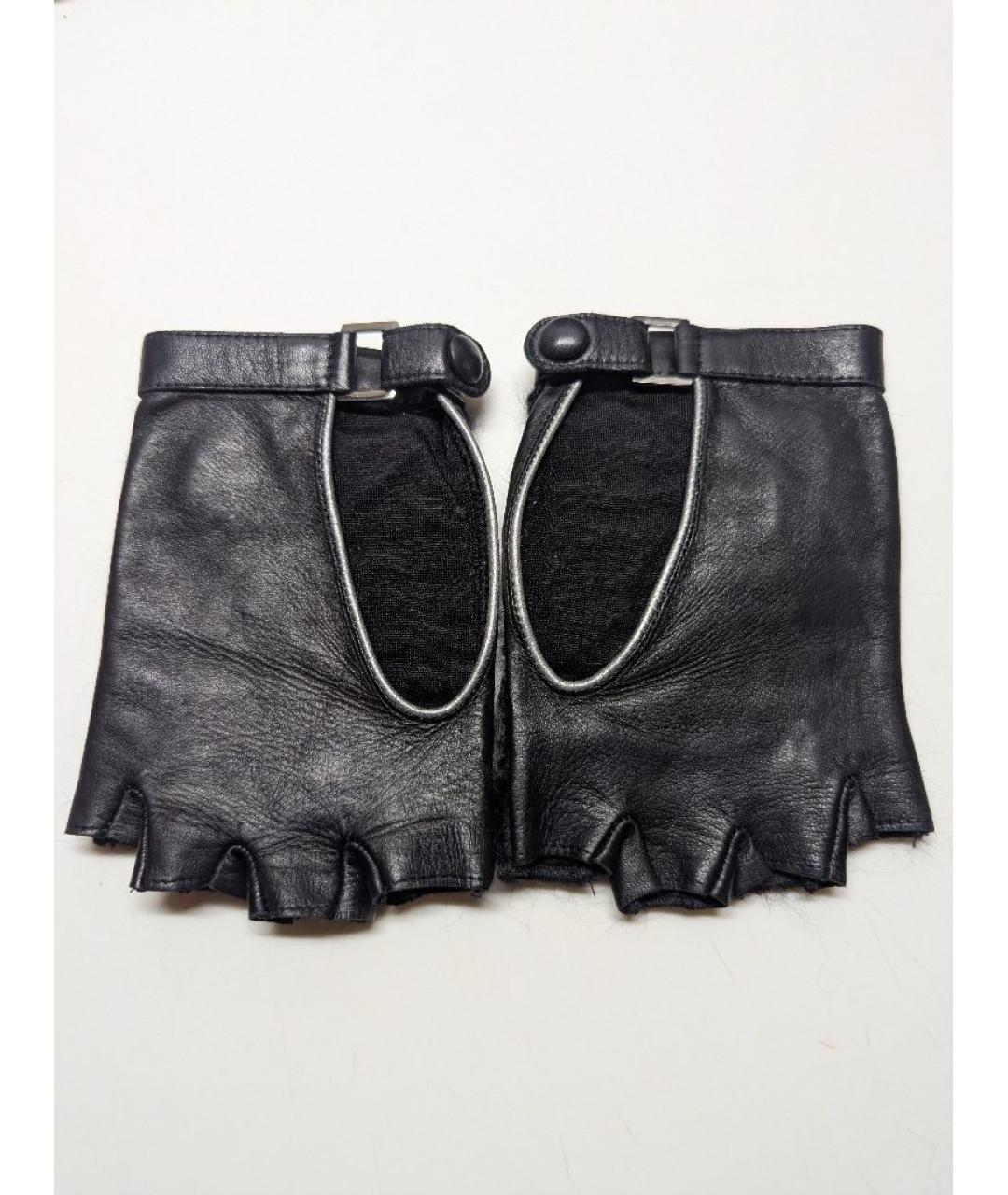 CHANEL Черные кожаные митенки, фото 2