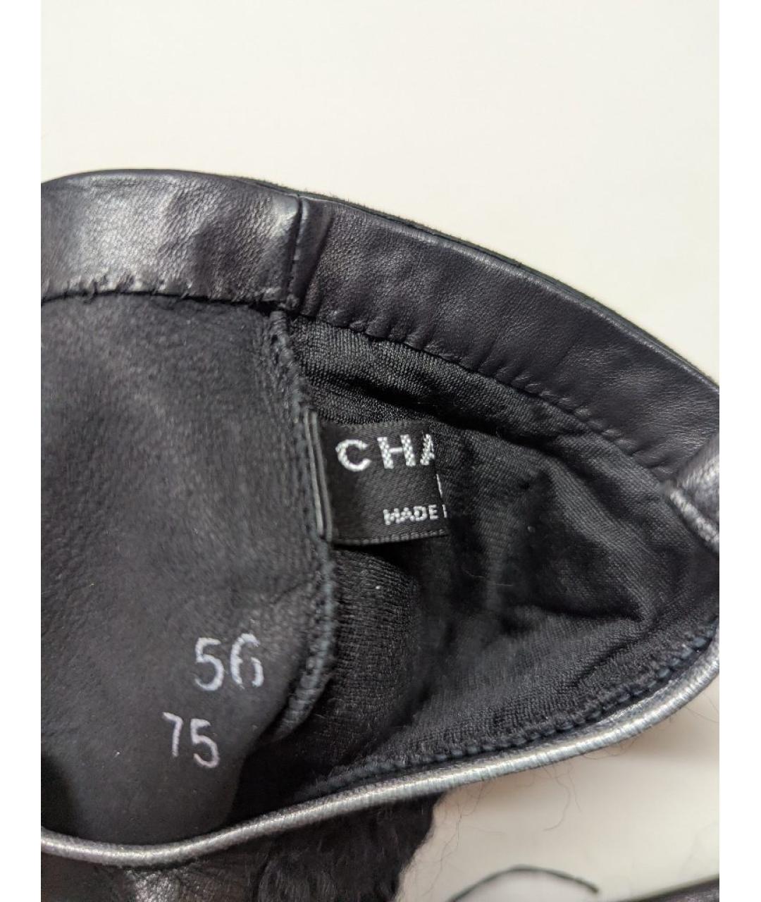 CHANEL Черные кожаные митенки, фото 6