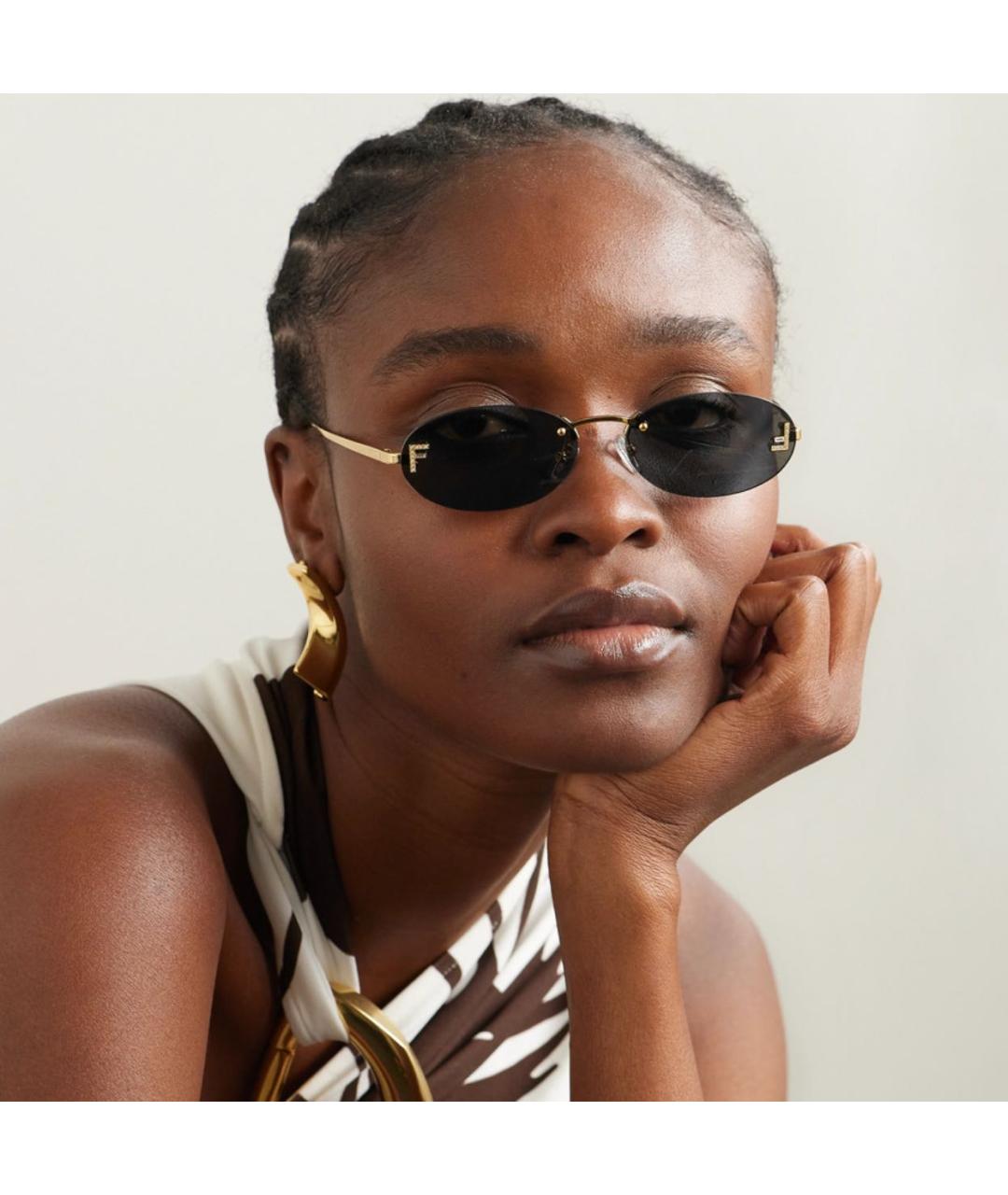 FENDI Черные металлические солнцезащитные очки, фото 5