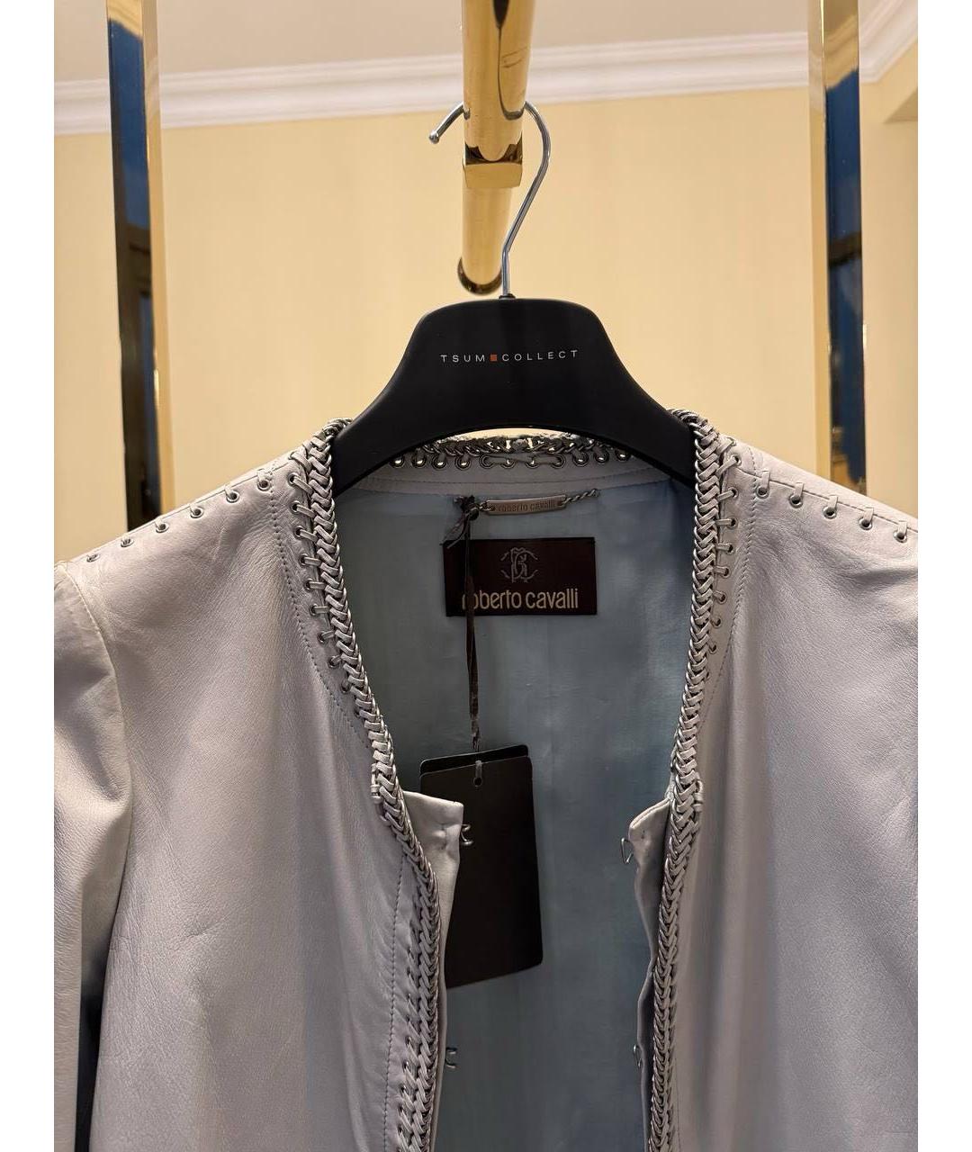ROBERTO CAVALLI Голубая кожаная куртка, фото 3