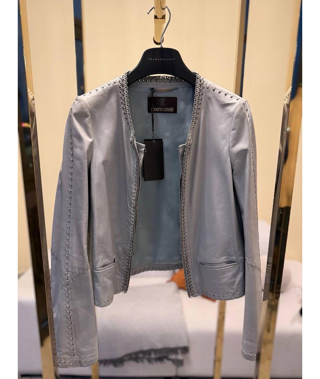 ROBERTO CAVALLI Голубая кожаная куртка, фото 6