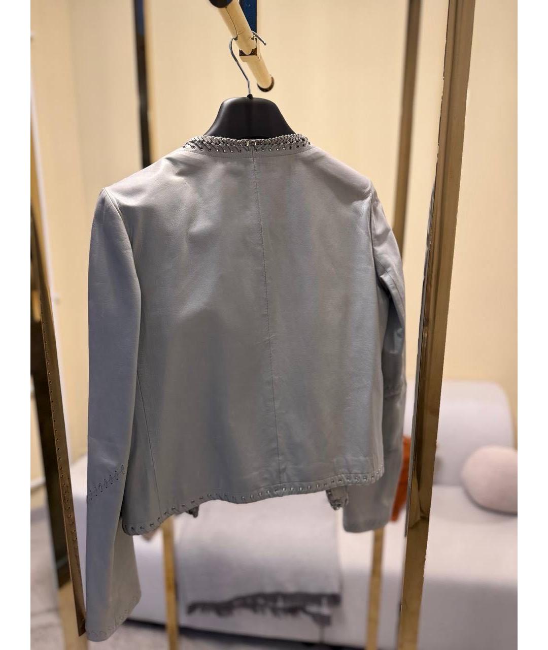 ROBERTO CAVALLI Голубая кожаная куртка, фото 2