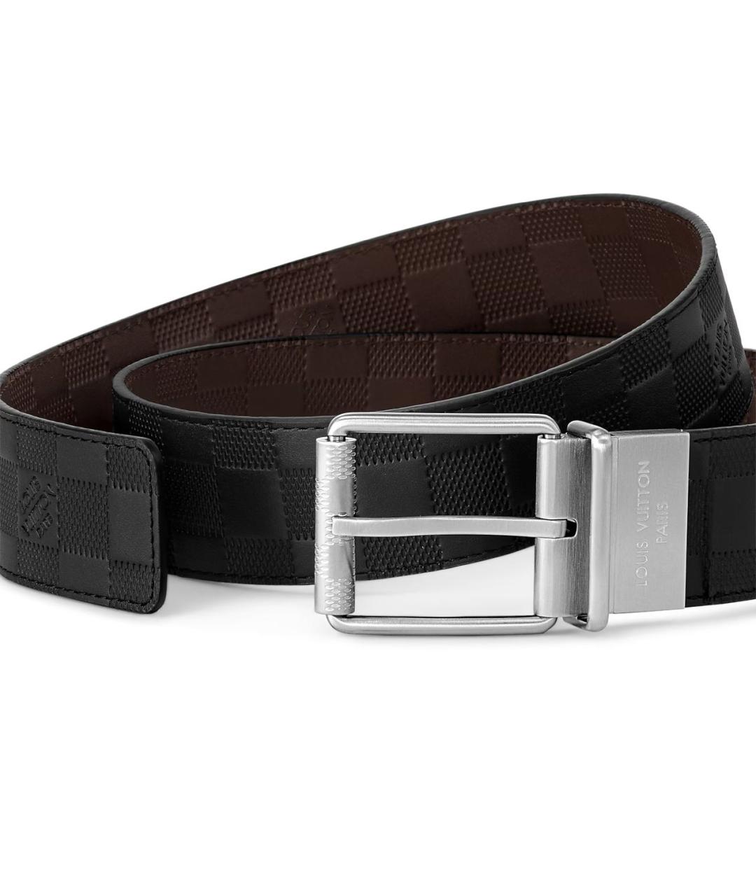 LOUIS VUITTON Черный кожаный ремень, фото 2