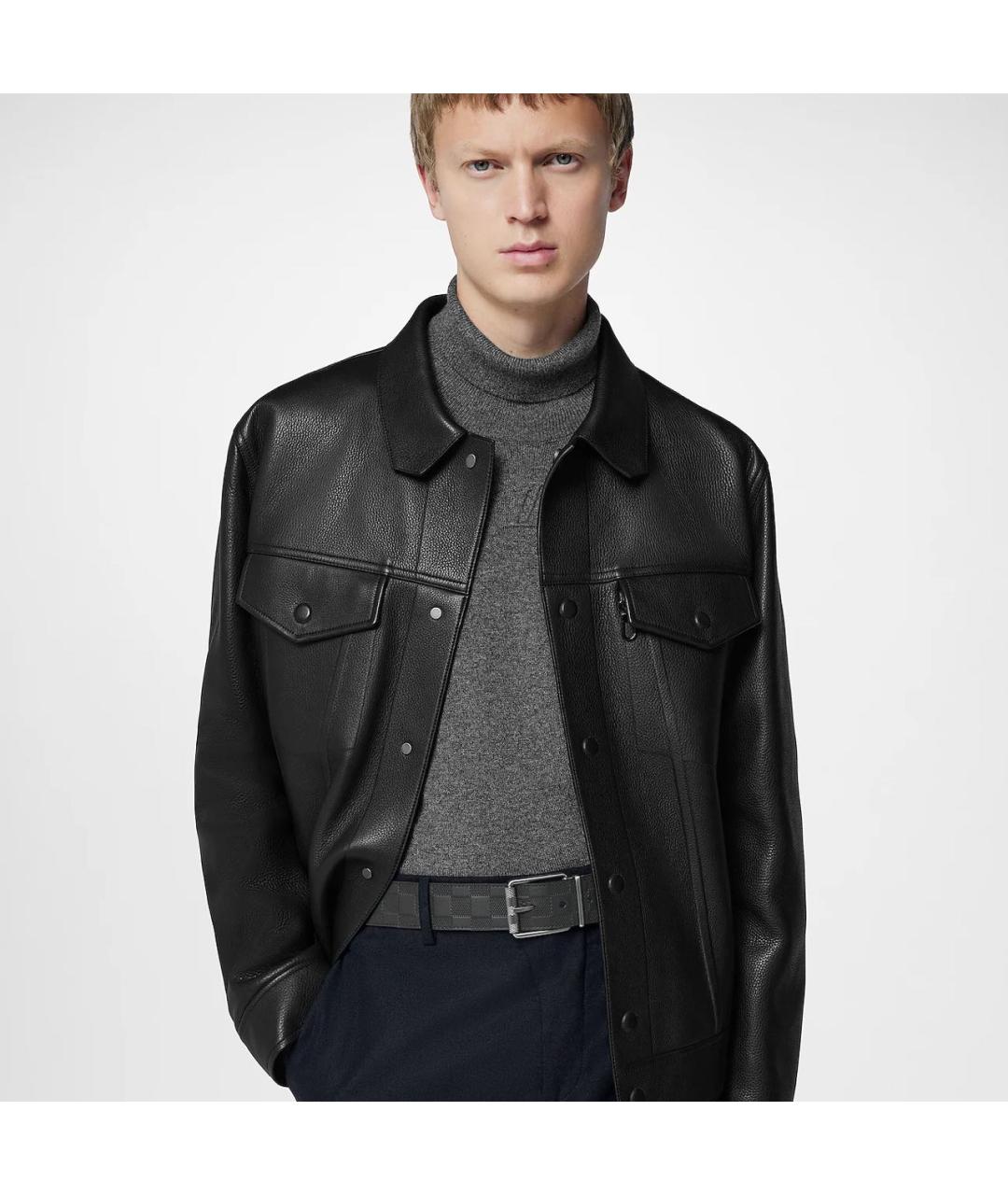 LOUIS VUITTON Черный кожаный ремень, фото 4