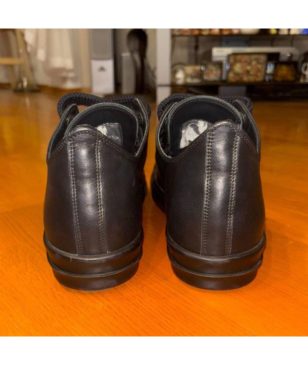 RICK OWENS Черные кожаные низкие кроссовки / кеды, фото 4