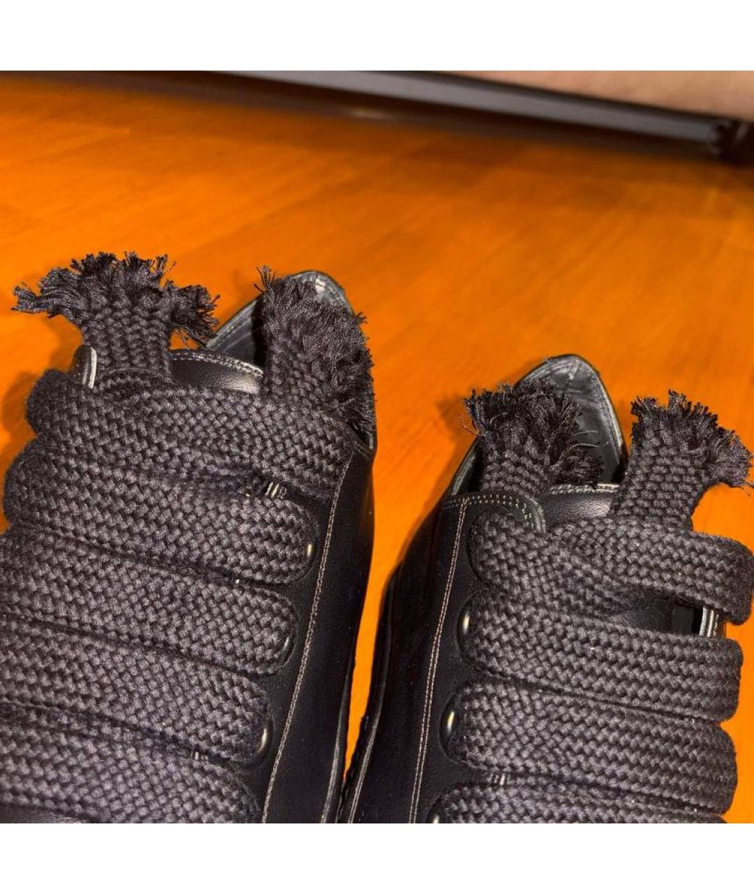 RICK OWENS Черные кожаные низкие кроссовки / кеды, фото 7