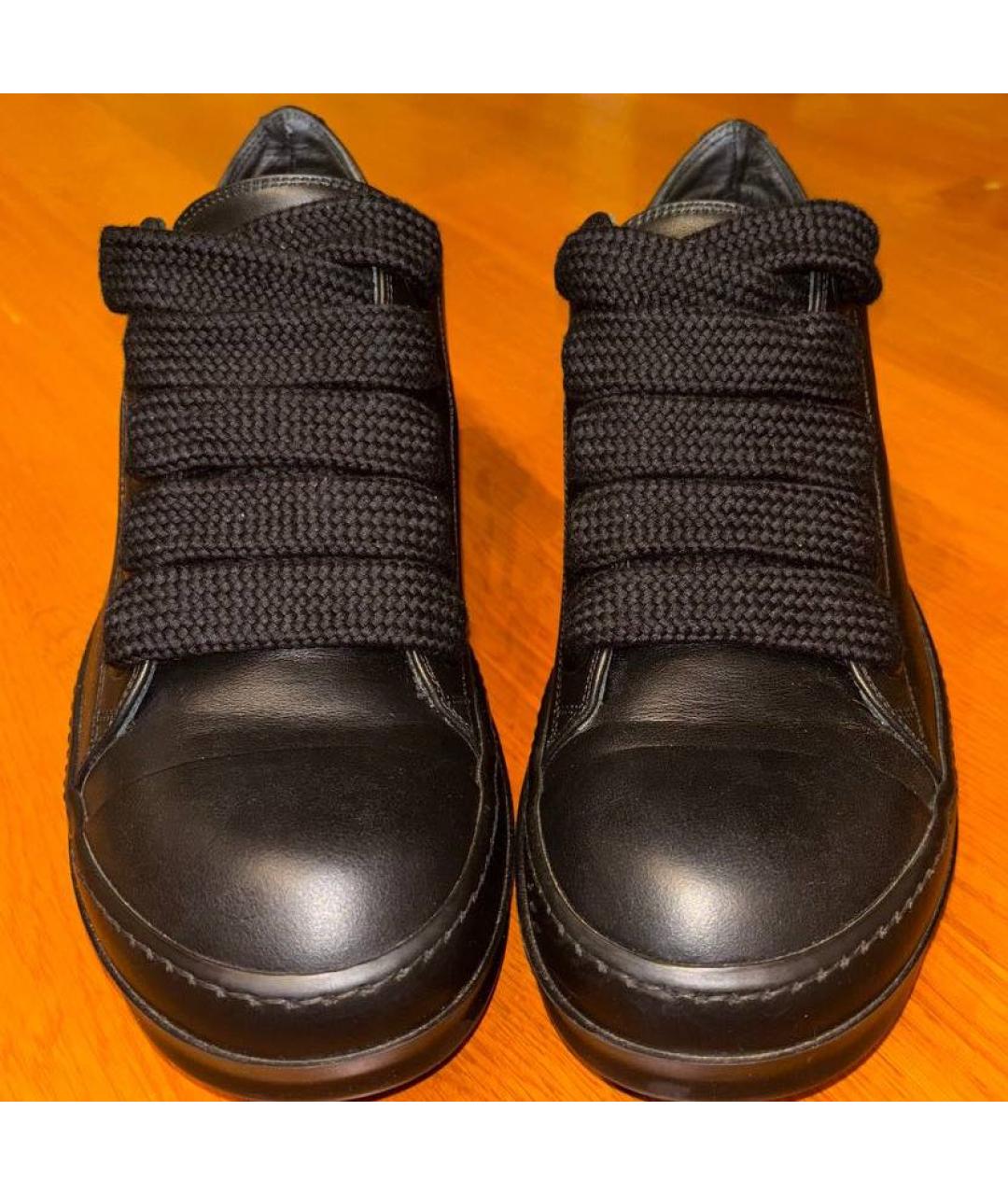 RICK OWENS Черные кожаные низкие кроссовки / кеды, фото 2