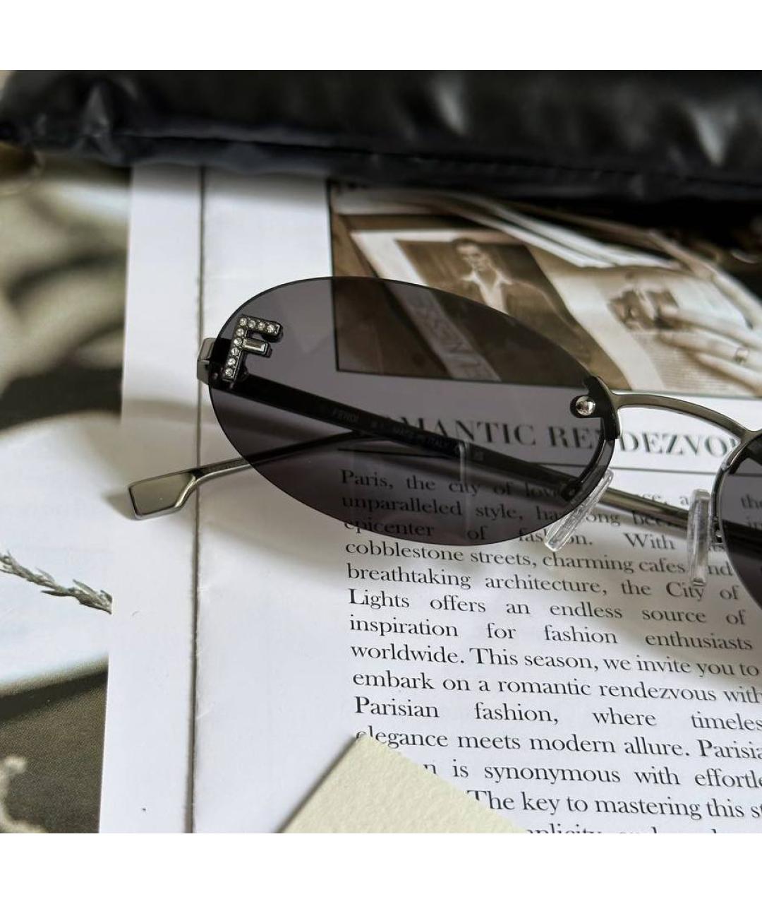 FENDI Серые металлические солнцезащитные очки, фото 3