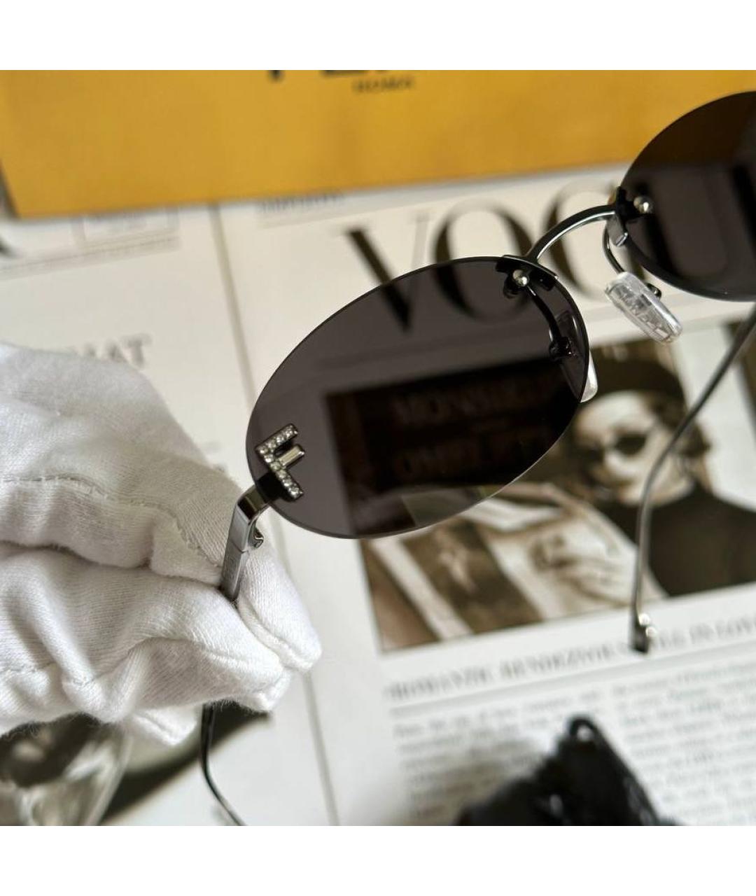 FENDI Серые металлические солнцезащитные очки, фото 4