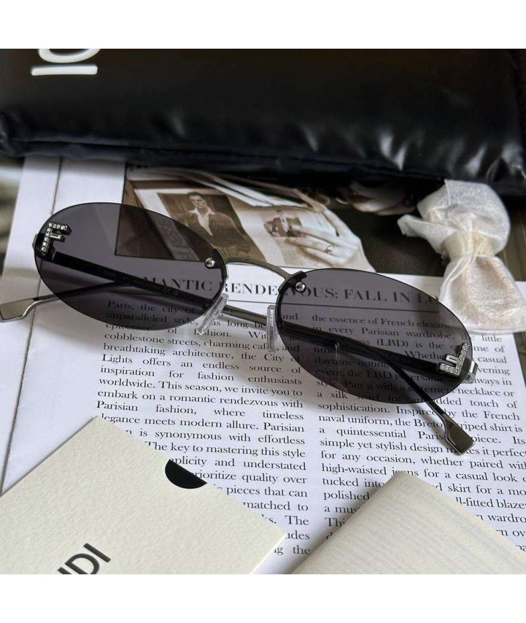 FENDI Серые металлические солнцезащитные очки, фото 2
