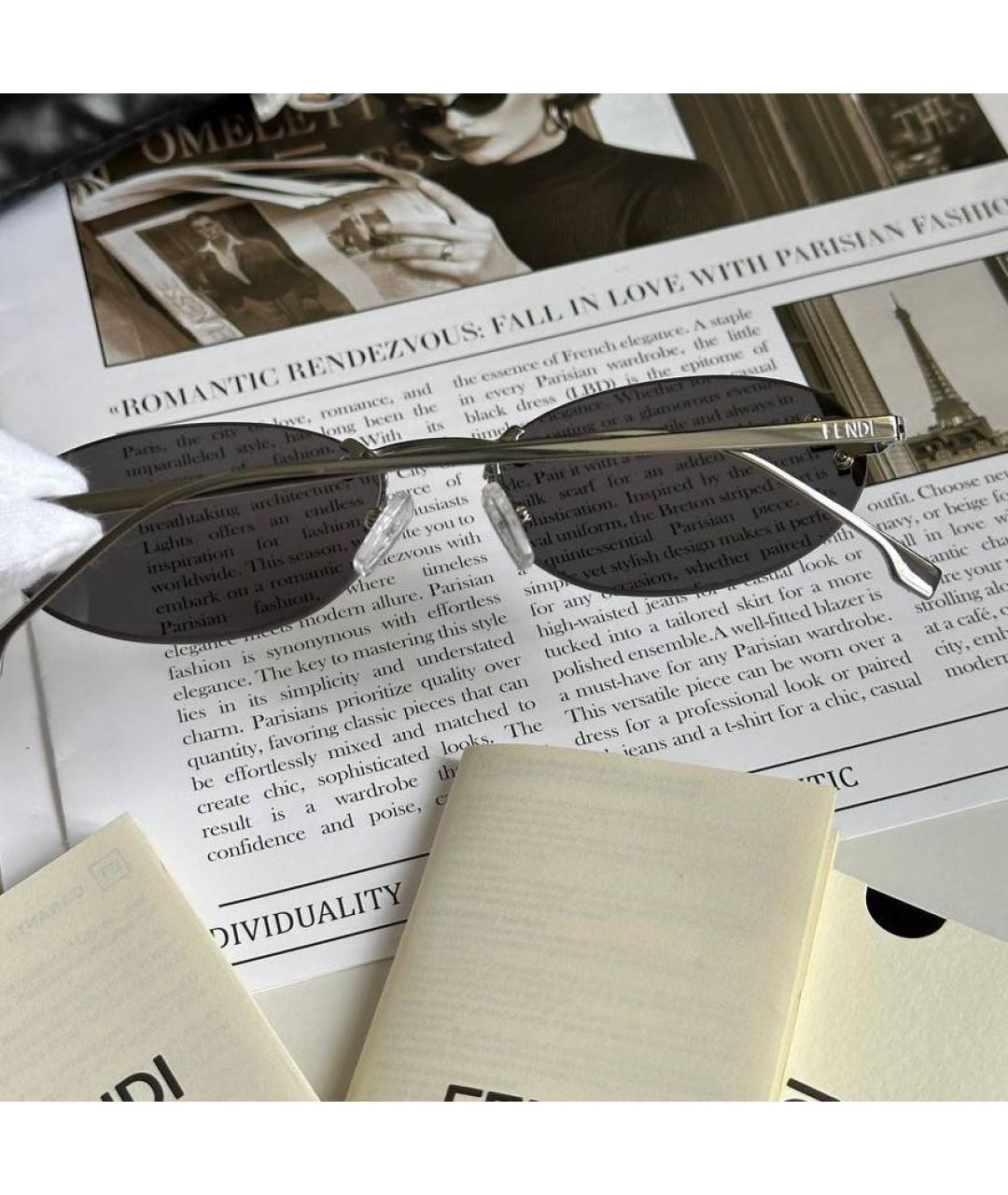 FENDI Серые металлические солнцезащитные очки, фото 5