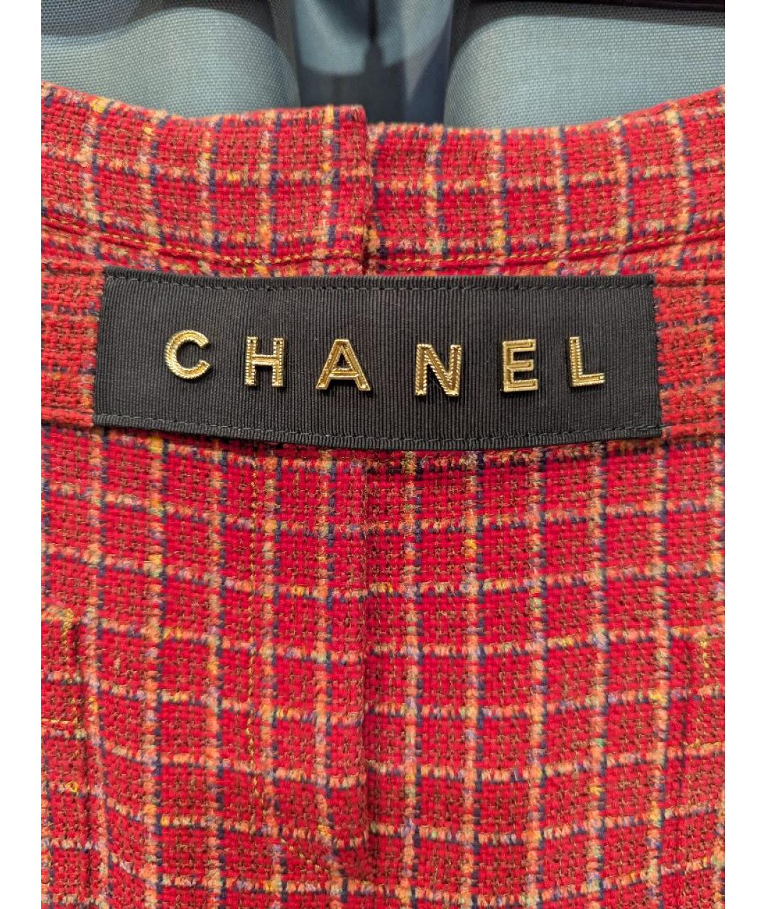 CHANEL Красные твидовые прямые брюки, фото 4