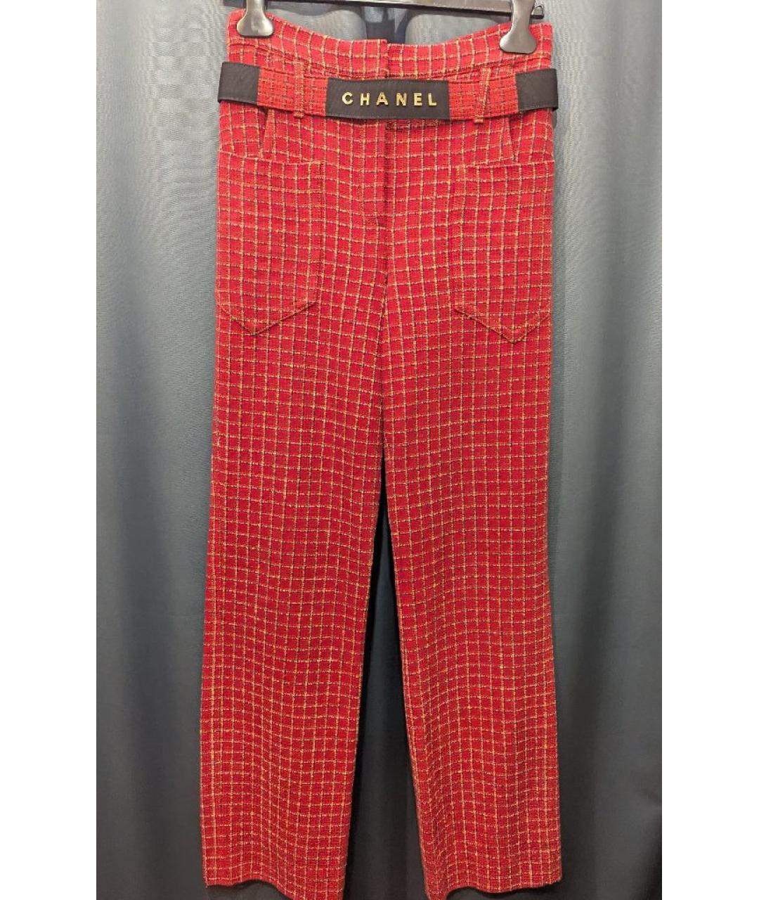 CHANEL Красные твидовые прямые брюки, фото 9