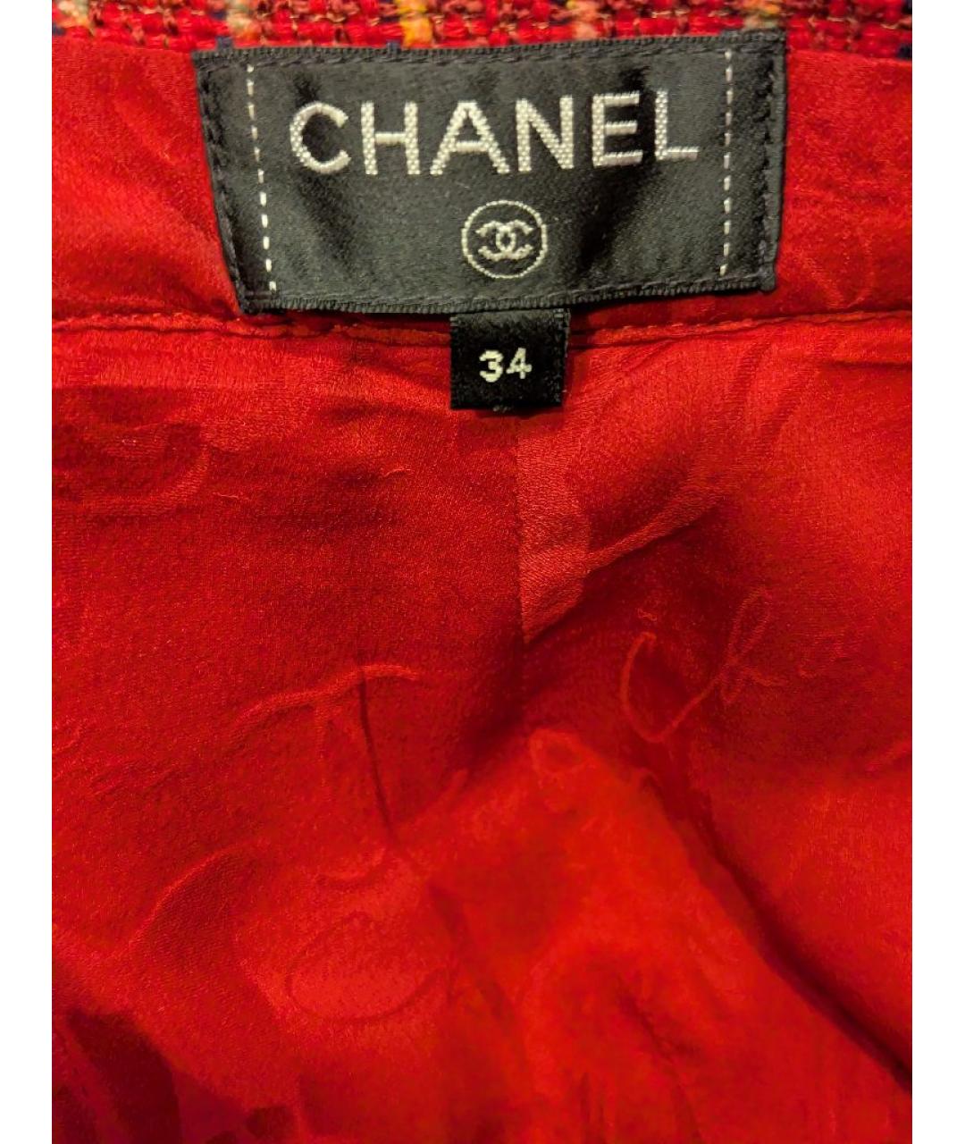 CHANEL Красные твидовые прямые брюки, фото 3