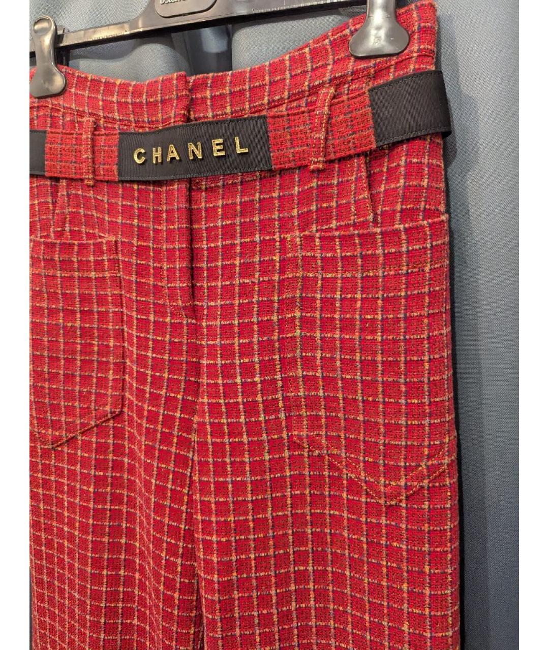 CHANEL Красные твидовые прямые брюки, фото 5