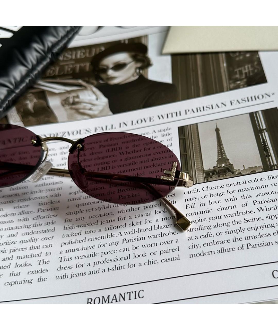 FENDI Бордовые металлические солнцезащитные очки, фото 3