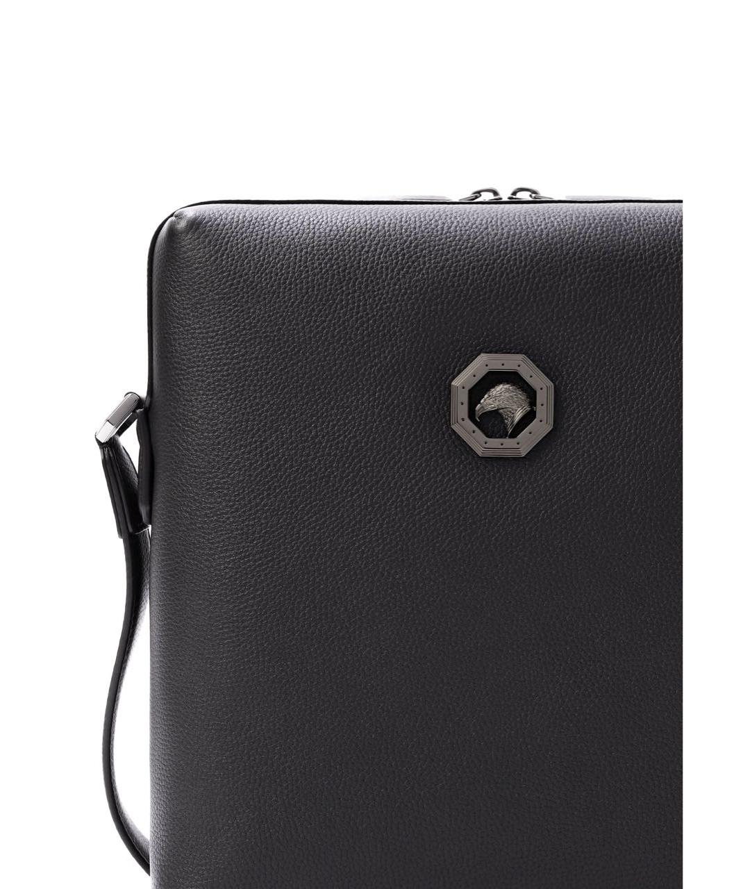 STEFANO RICCI Черная кожаная сумка на плечо, фото 2