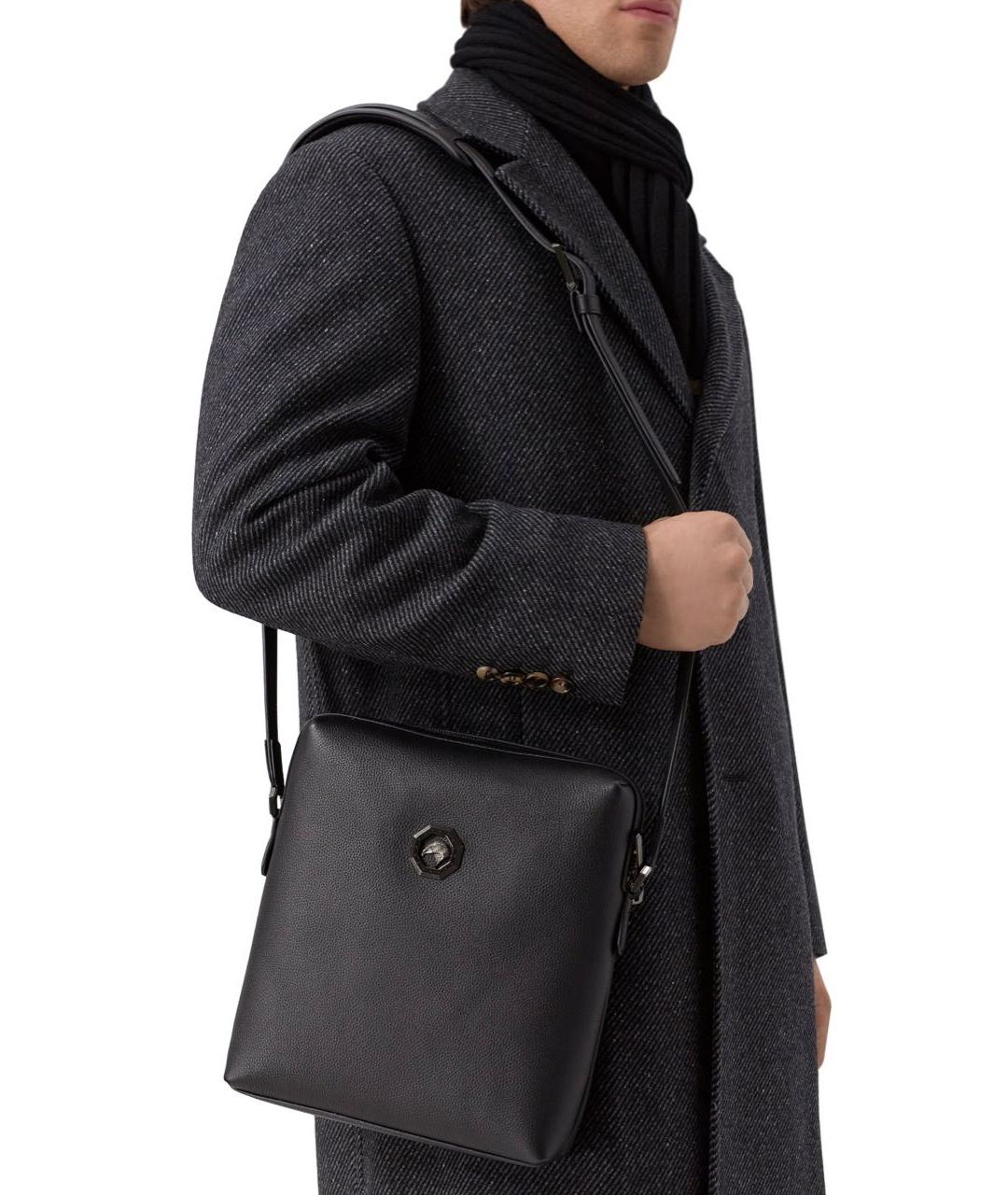 STEFANO RICCI Черная кожаная сумка на плечо, фото 5