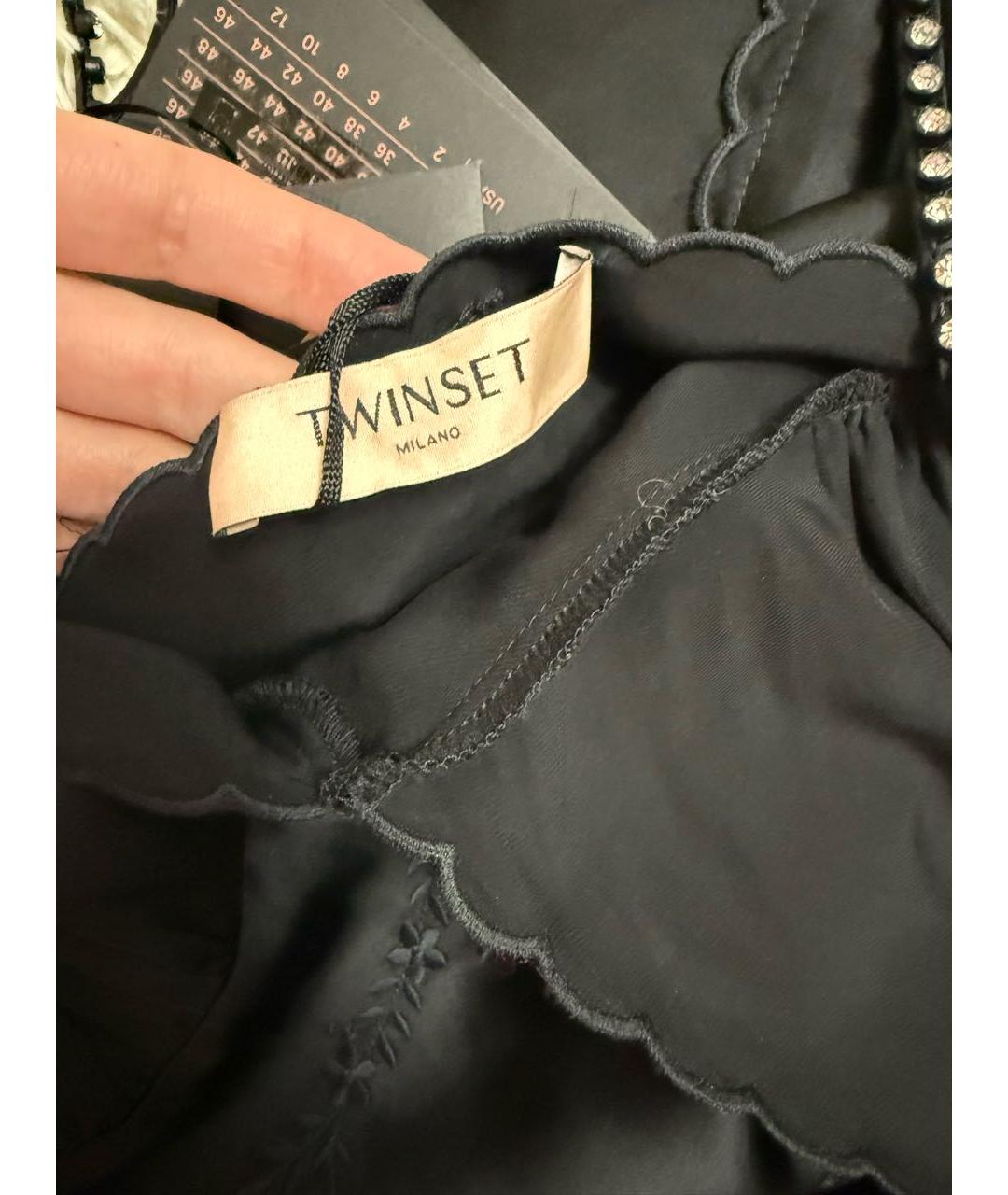 TWIN-SET Черное вискозное вечернее платье, фото 5