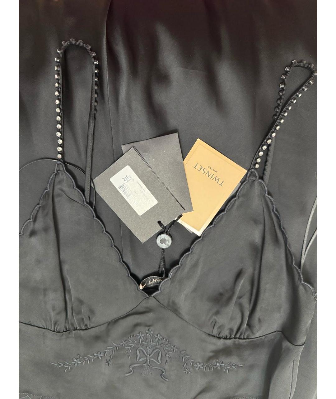 TWIN-SET Черное вискозное вечернее платье, фото 3