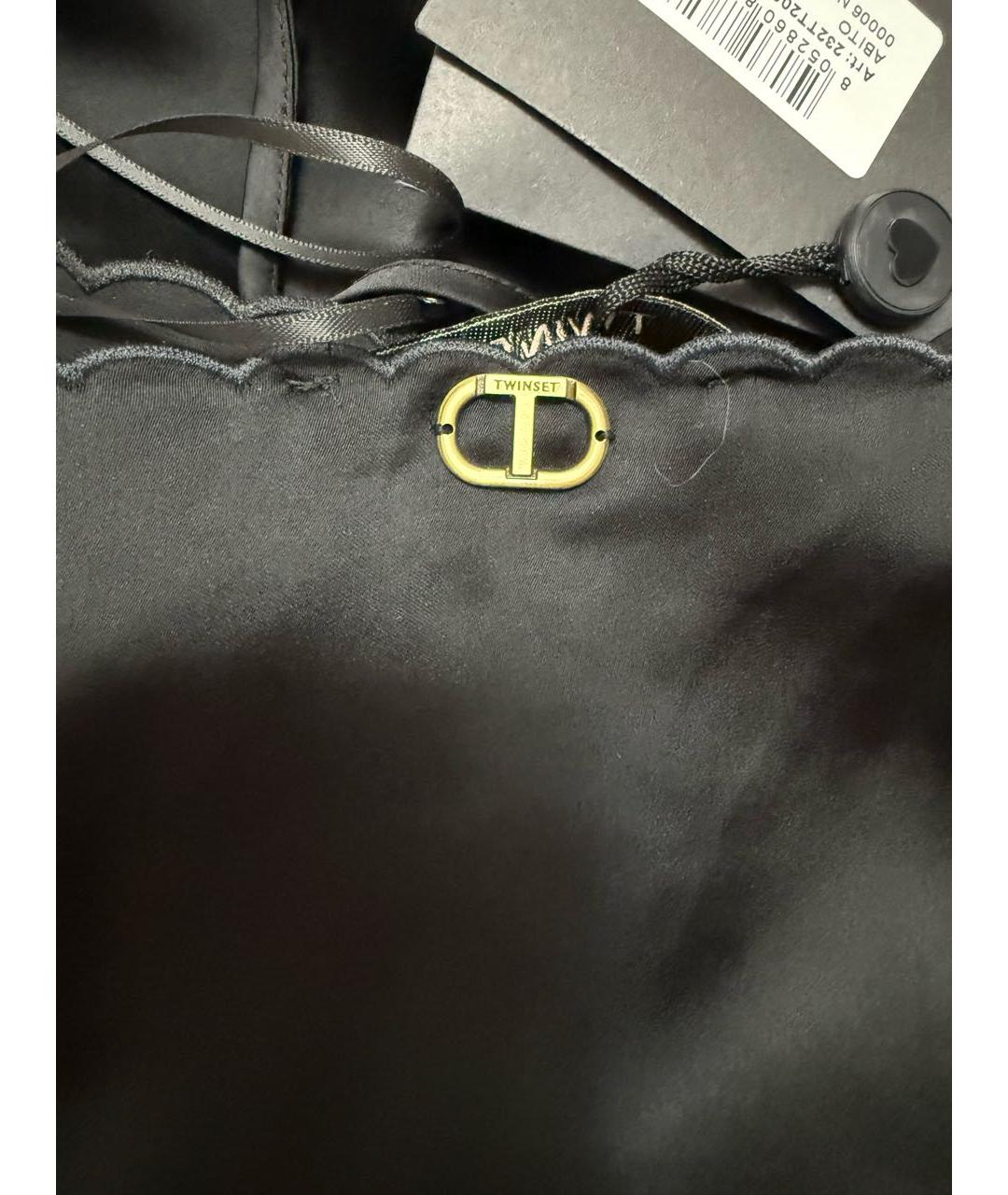 TWIN-SET Черное вискозное вечернее платье, фото 4