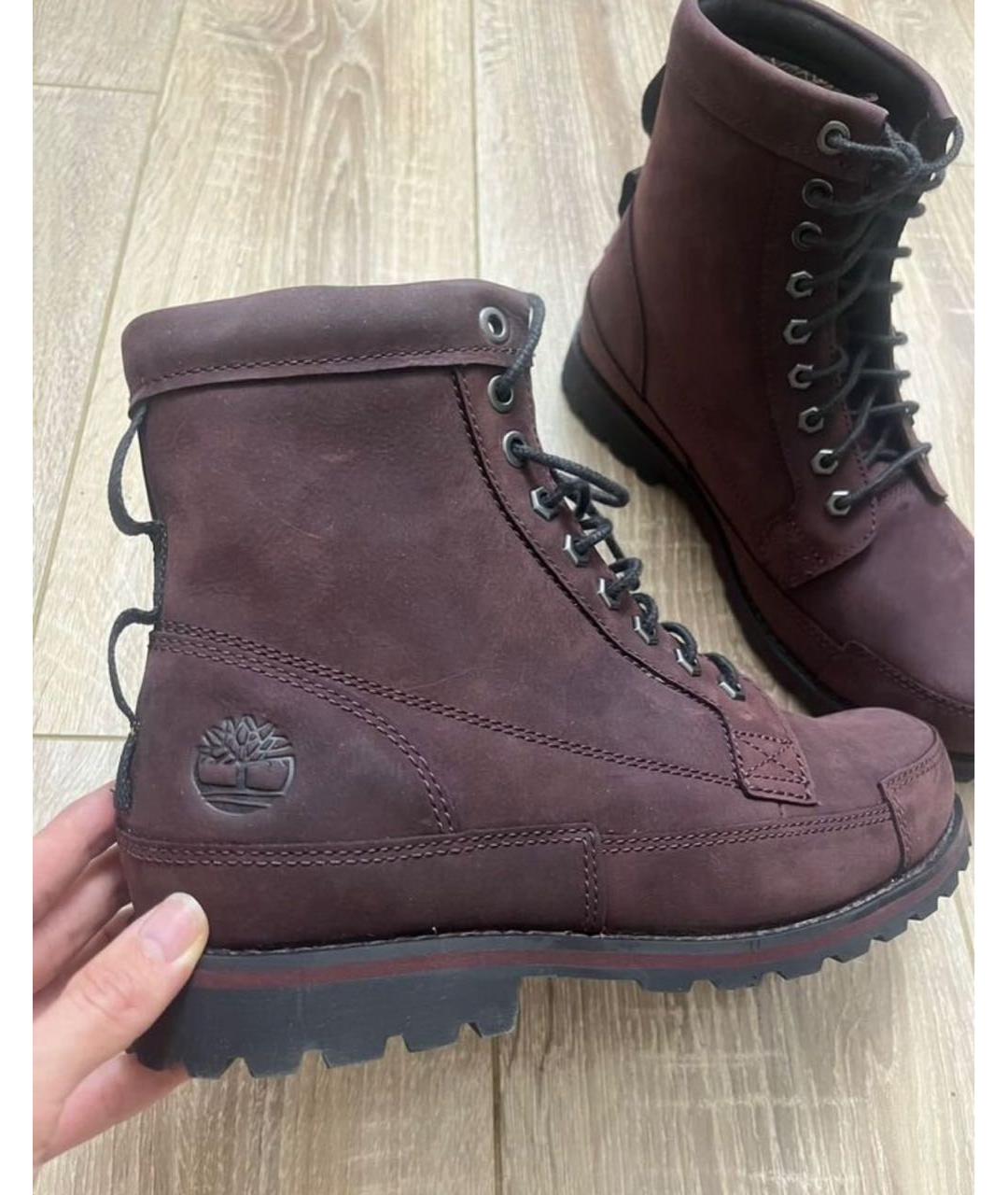TIMBERLAND Бордовые нубуковые высокие ботинки, фото 7