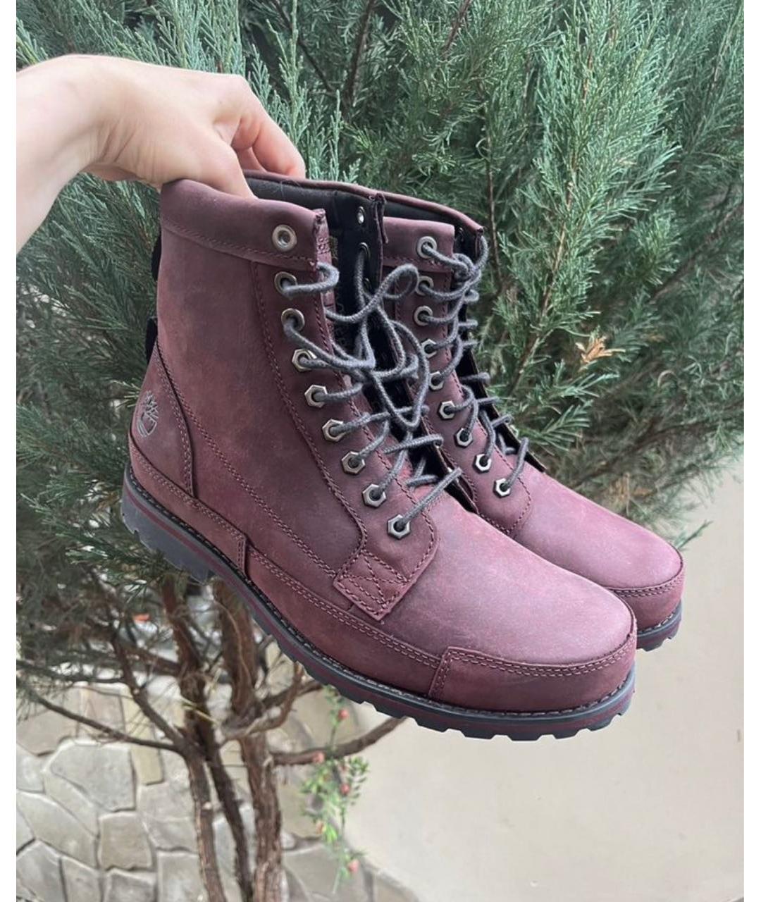 TIMBERLAND Бордовые нубуковые высокие ботинки, фото 2