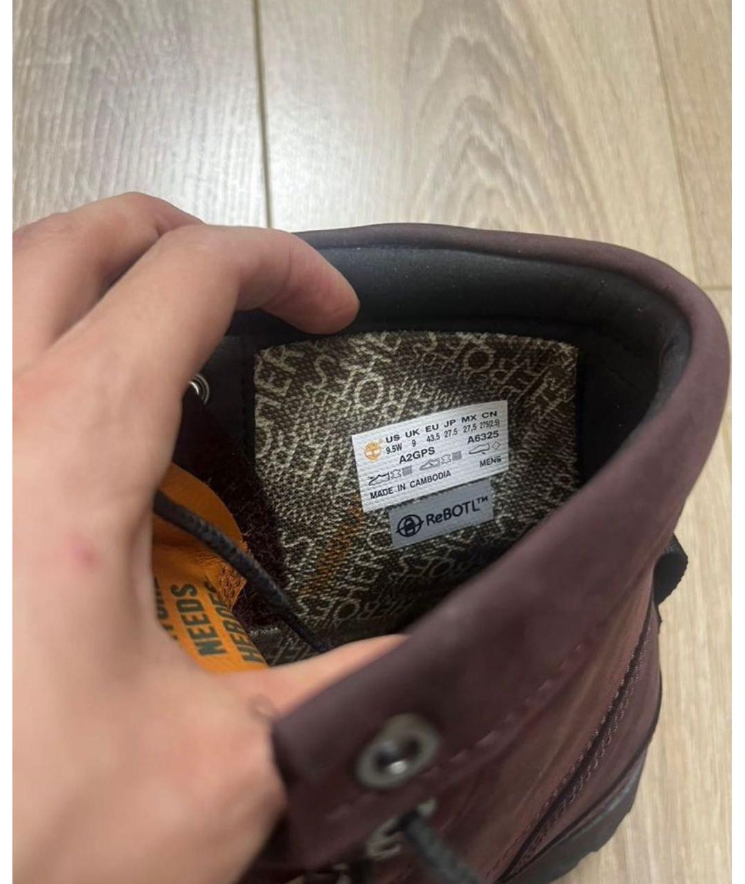 TIMBERLAND Бордовые нубуковые высокие ботинки, фото 8