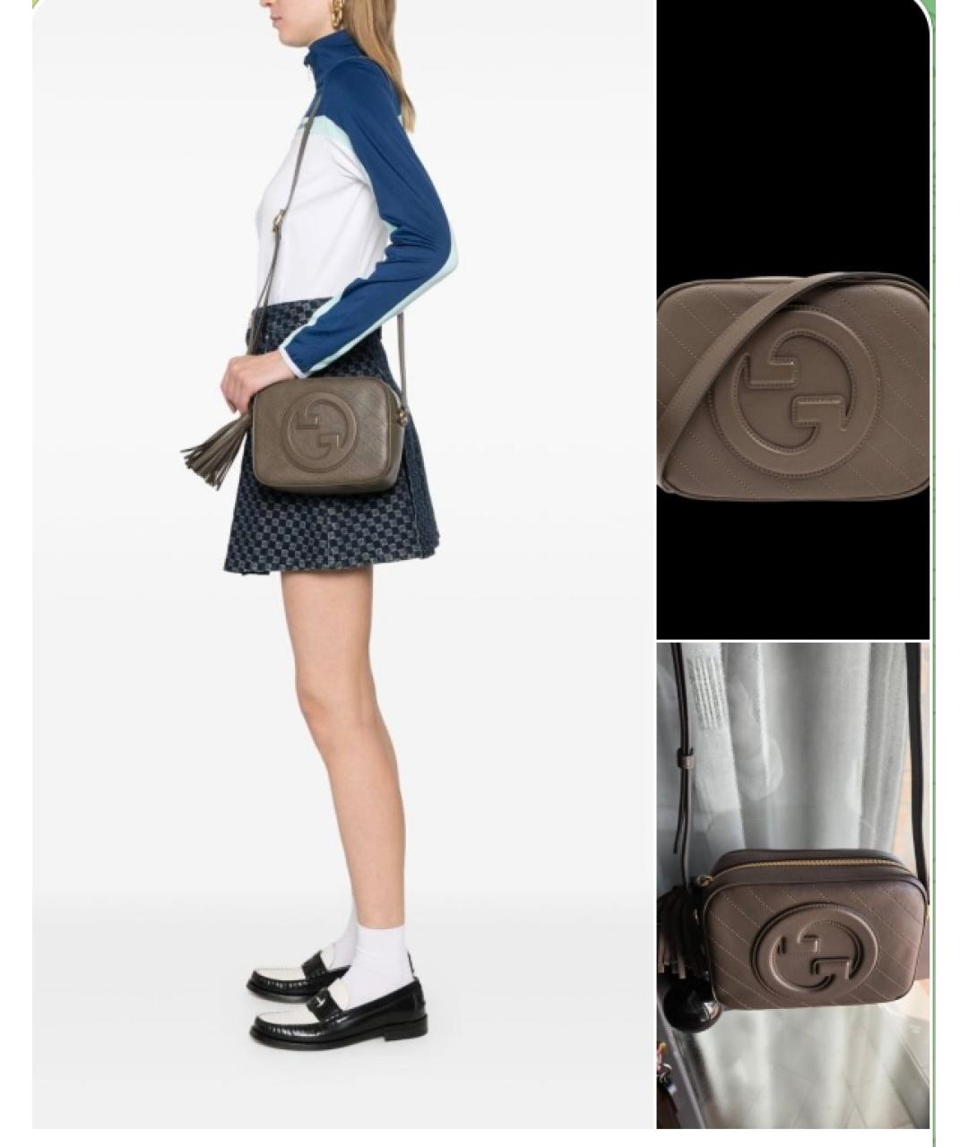 GUCCI Серая кожаная сумка через плечо, фото 2