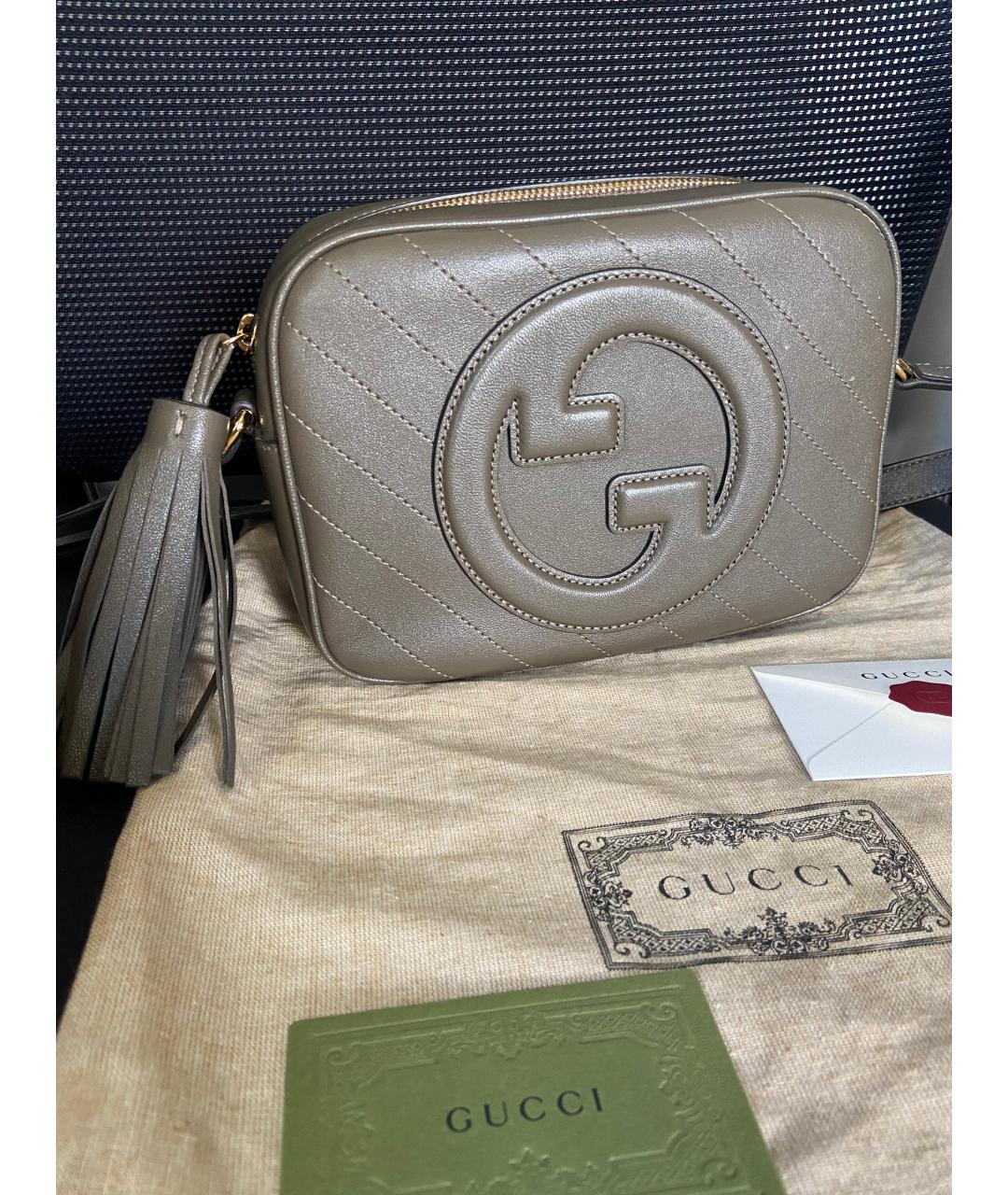 GUCCI Серая кожаная сумка через плечо, фото 5