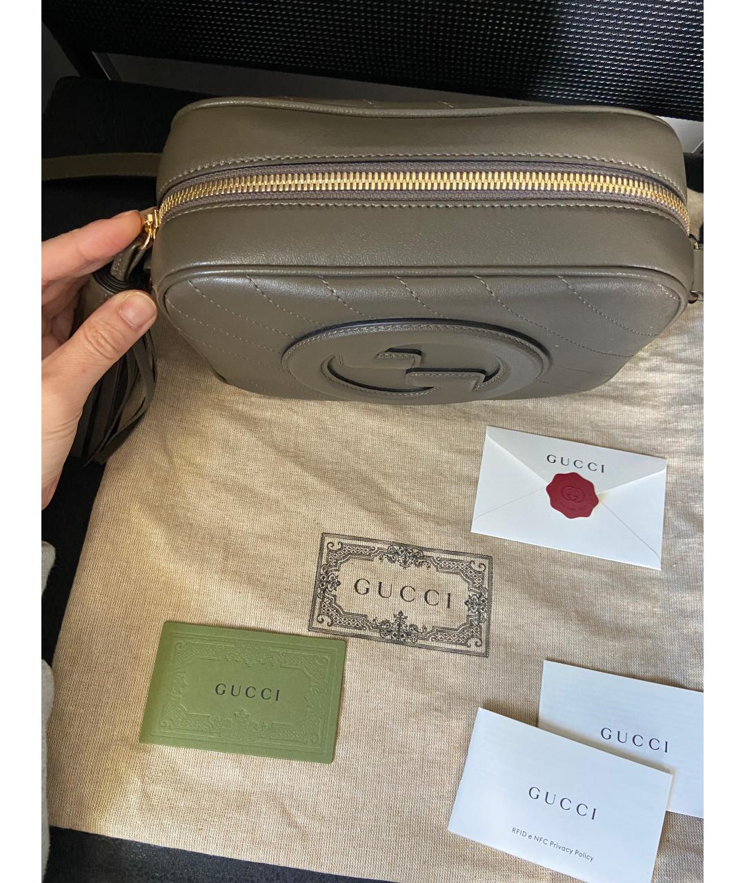 GUCCI Серая кожаная сумка через плечо, фото 4