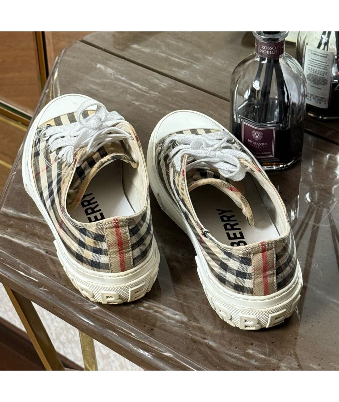 BURBERRY Бежевые кеды, фото 3