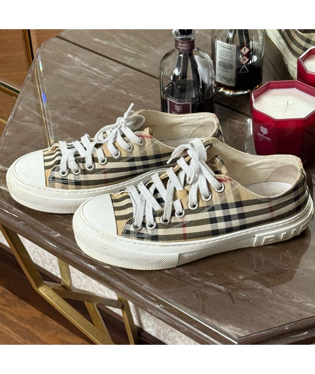BURBERRY Бежевые кеды, фото 4