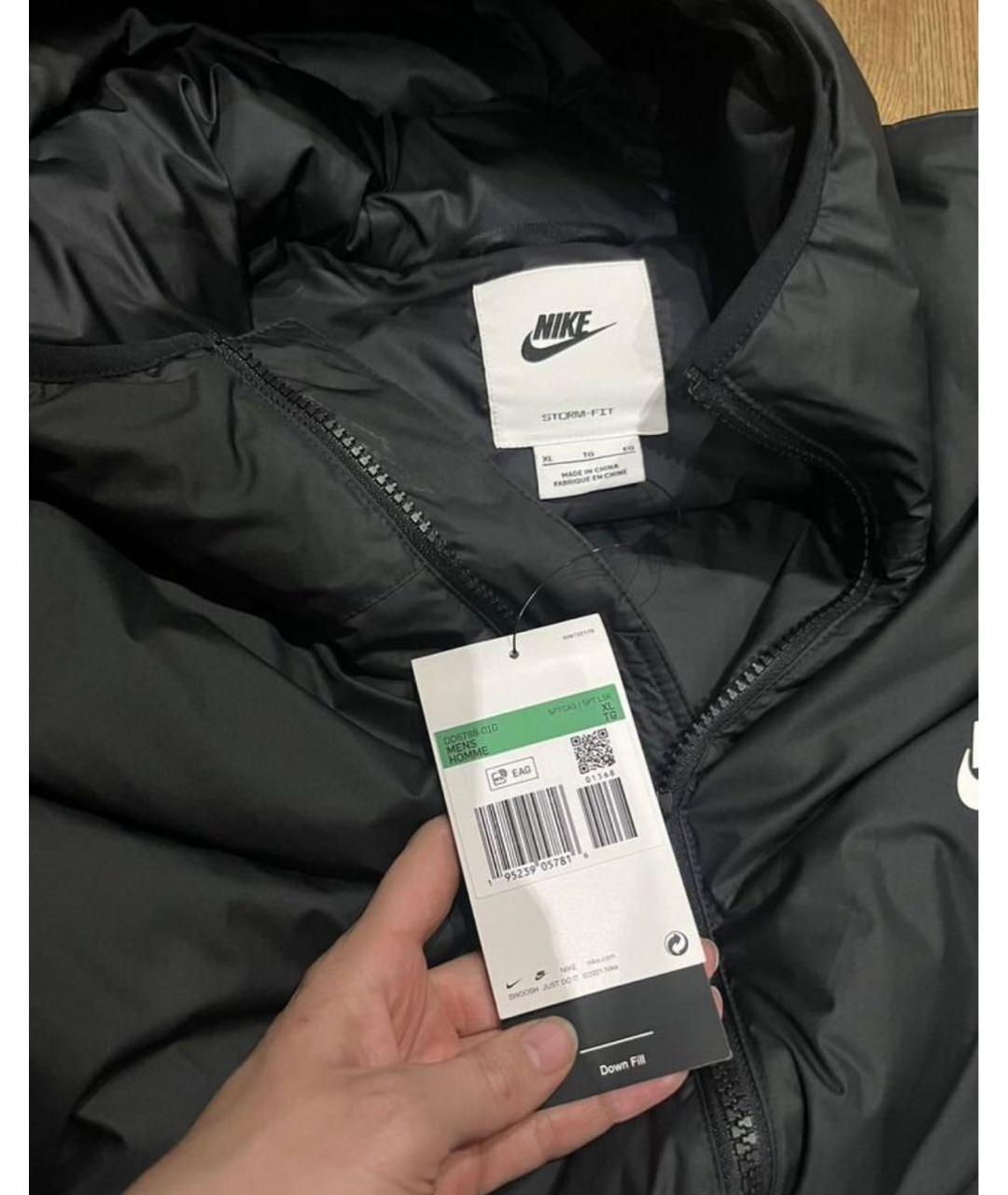 NIKE Черный синтетический пуховик, фото 4
