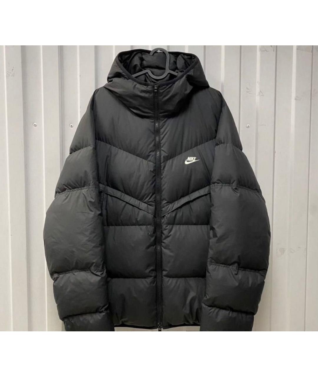NIKE Черный синтетический пуховик, фото 2