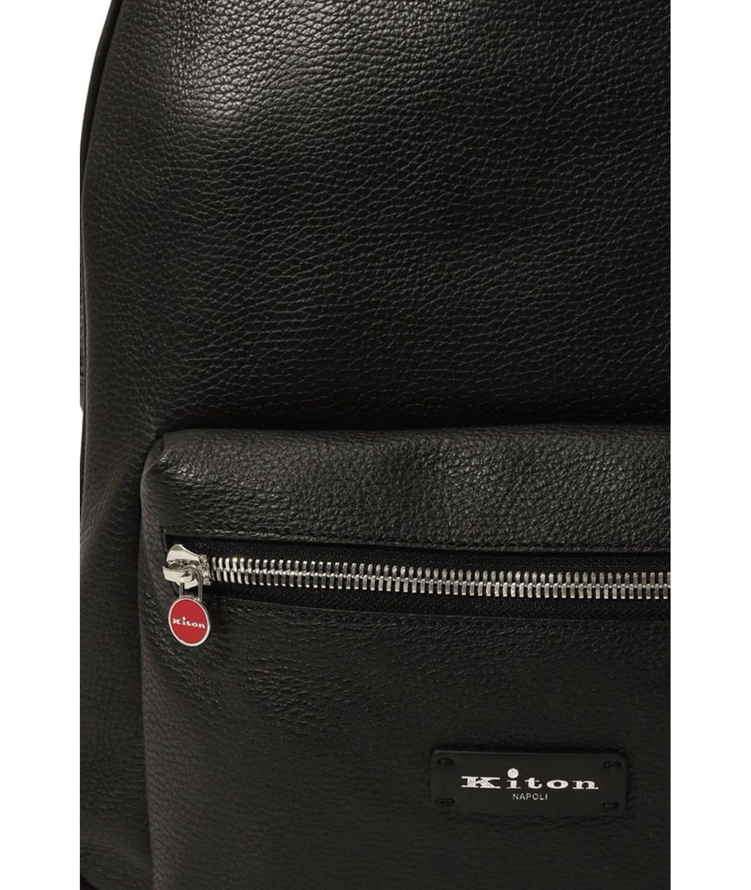 KITON Черный кожаный рюкзак, фото 2