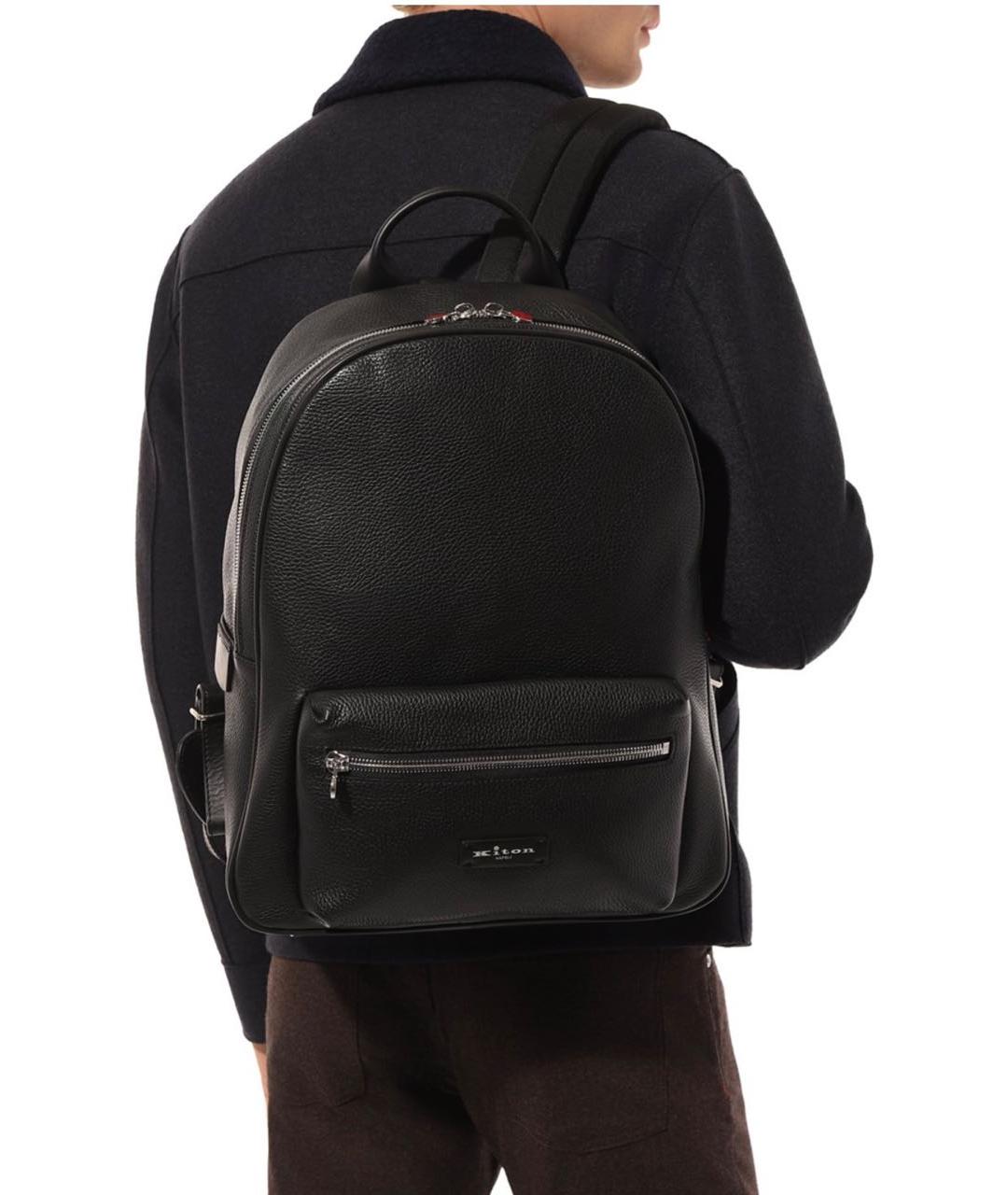 KITON Черный кожаный рюкзак, фото 5