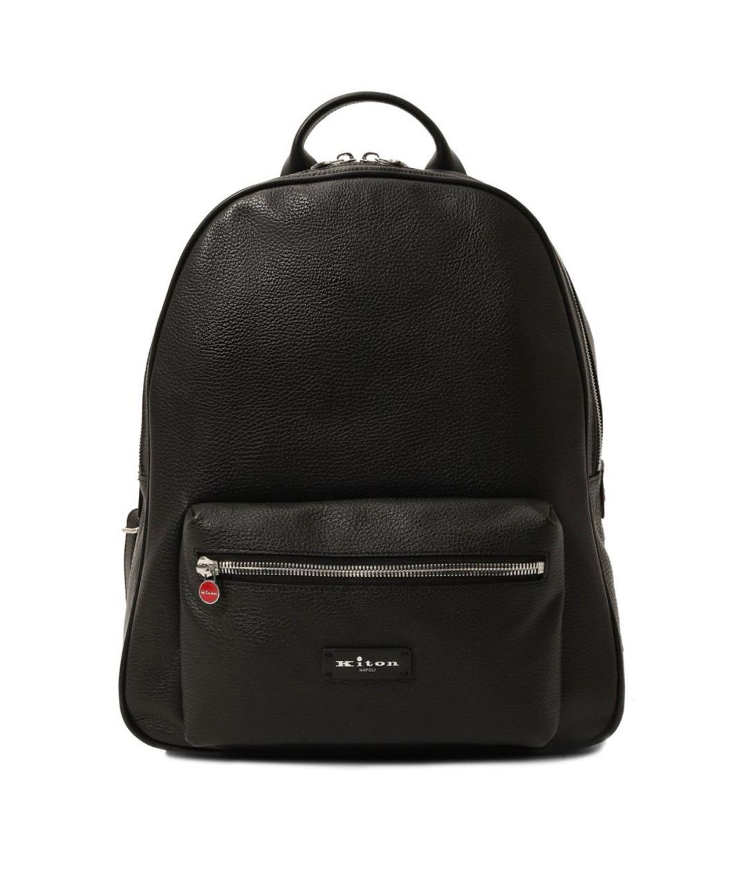 KITON Черный кожаный рюкзак, фото 7