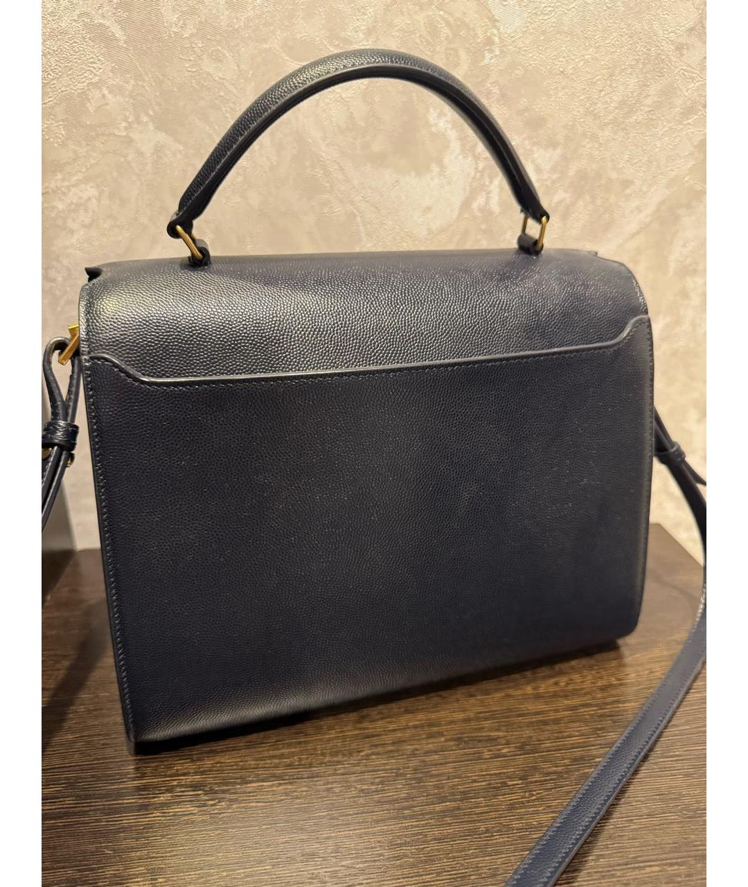 SAINT LAURENT Темно-синяя кожаная сумка через плечо, фото 2